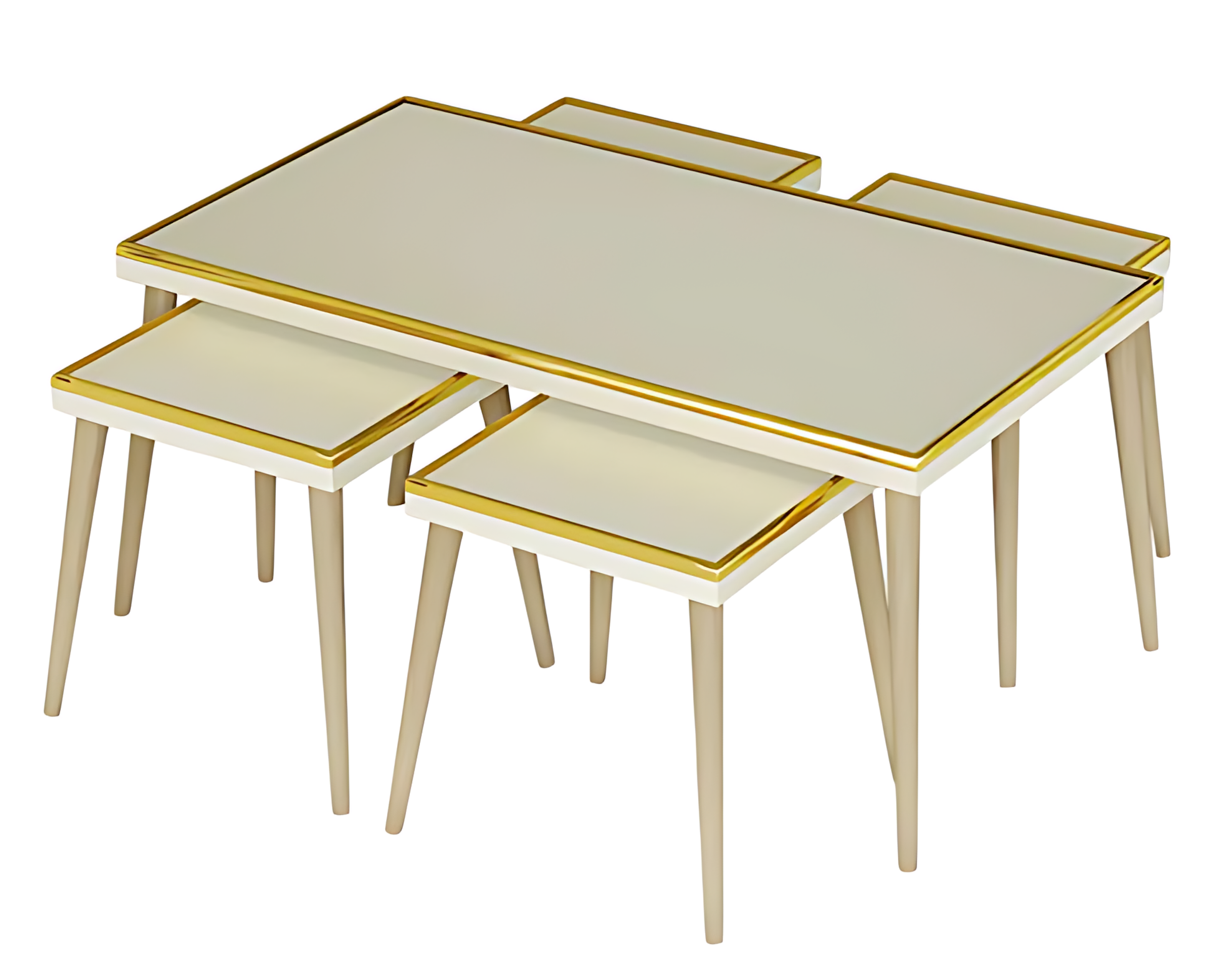 Wohnzimmer-Set Beige Holz Edelstahl Modern Elegant