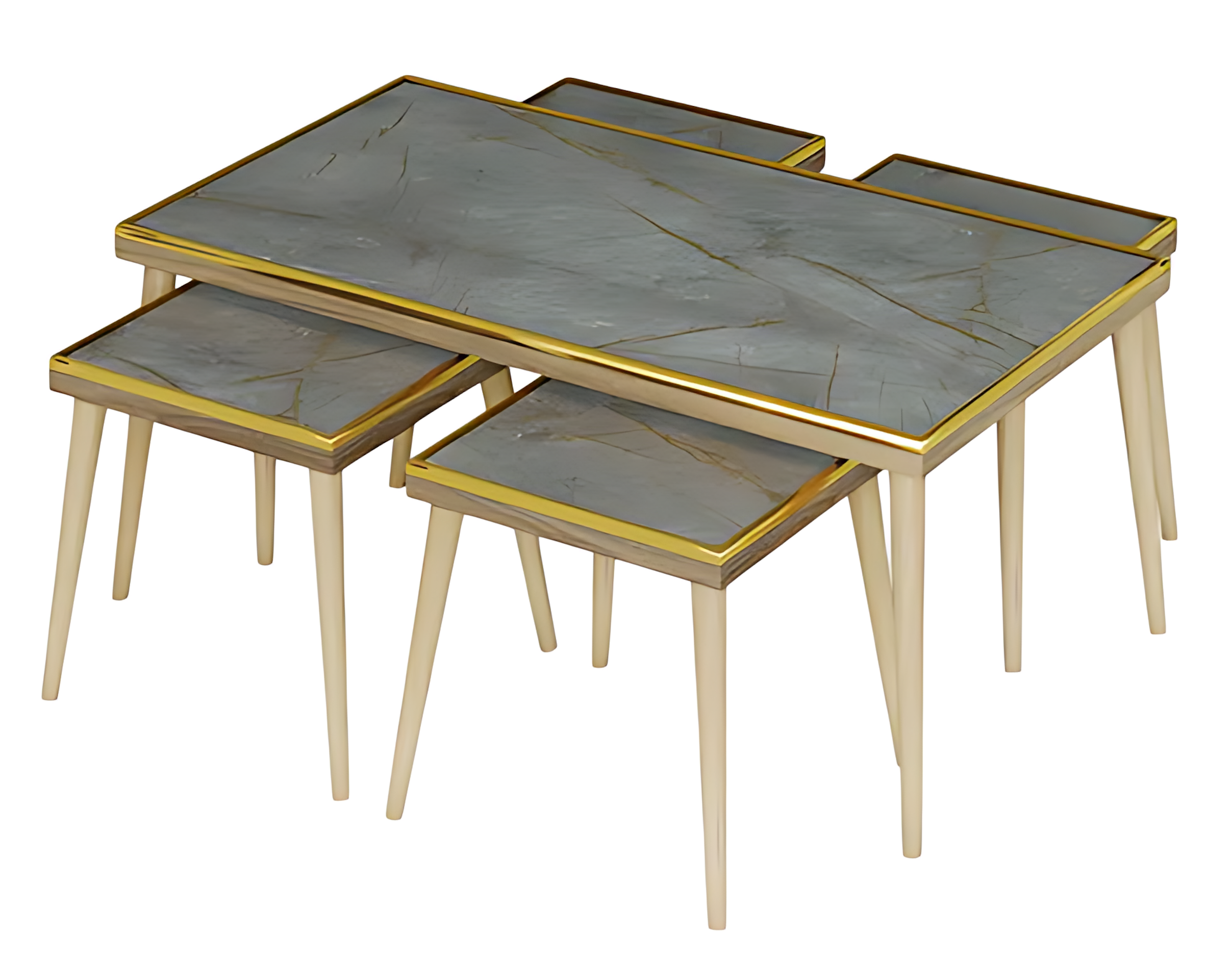 Wohnzimmer-Set Grau Holz Edelstahl modern elegant