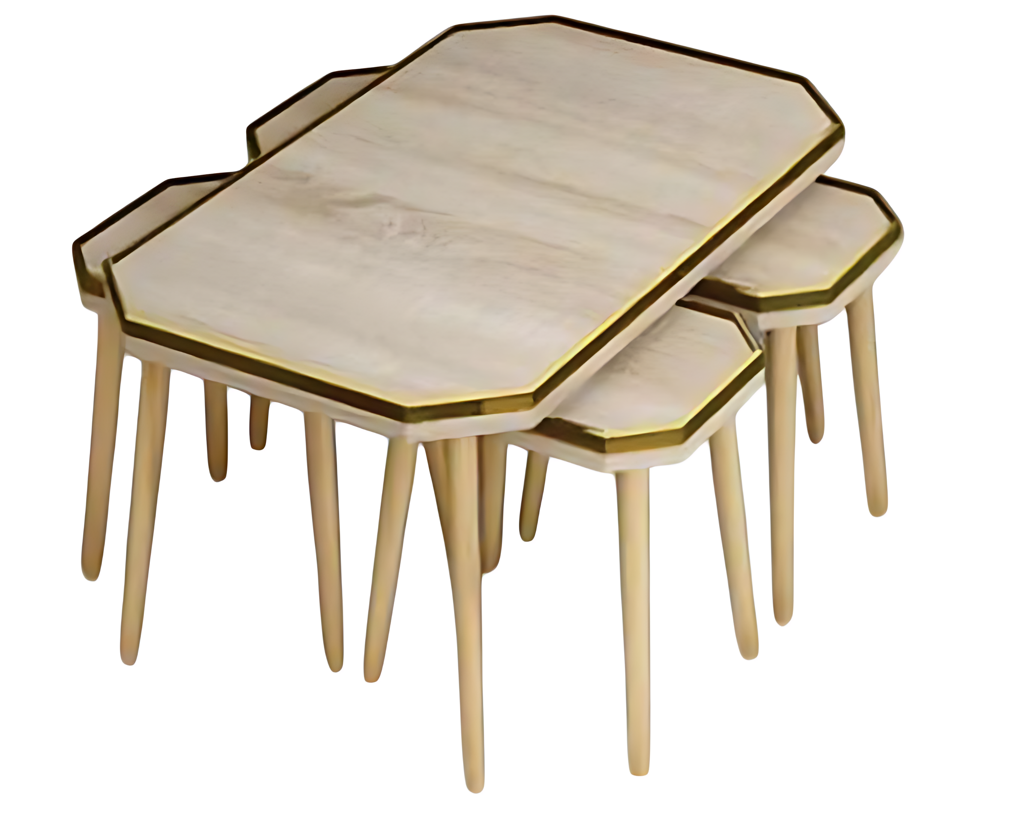 Wohnzimmer-Set Beige Holz Edelstahl modern elegant