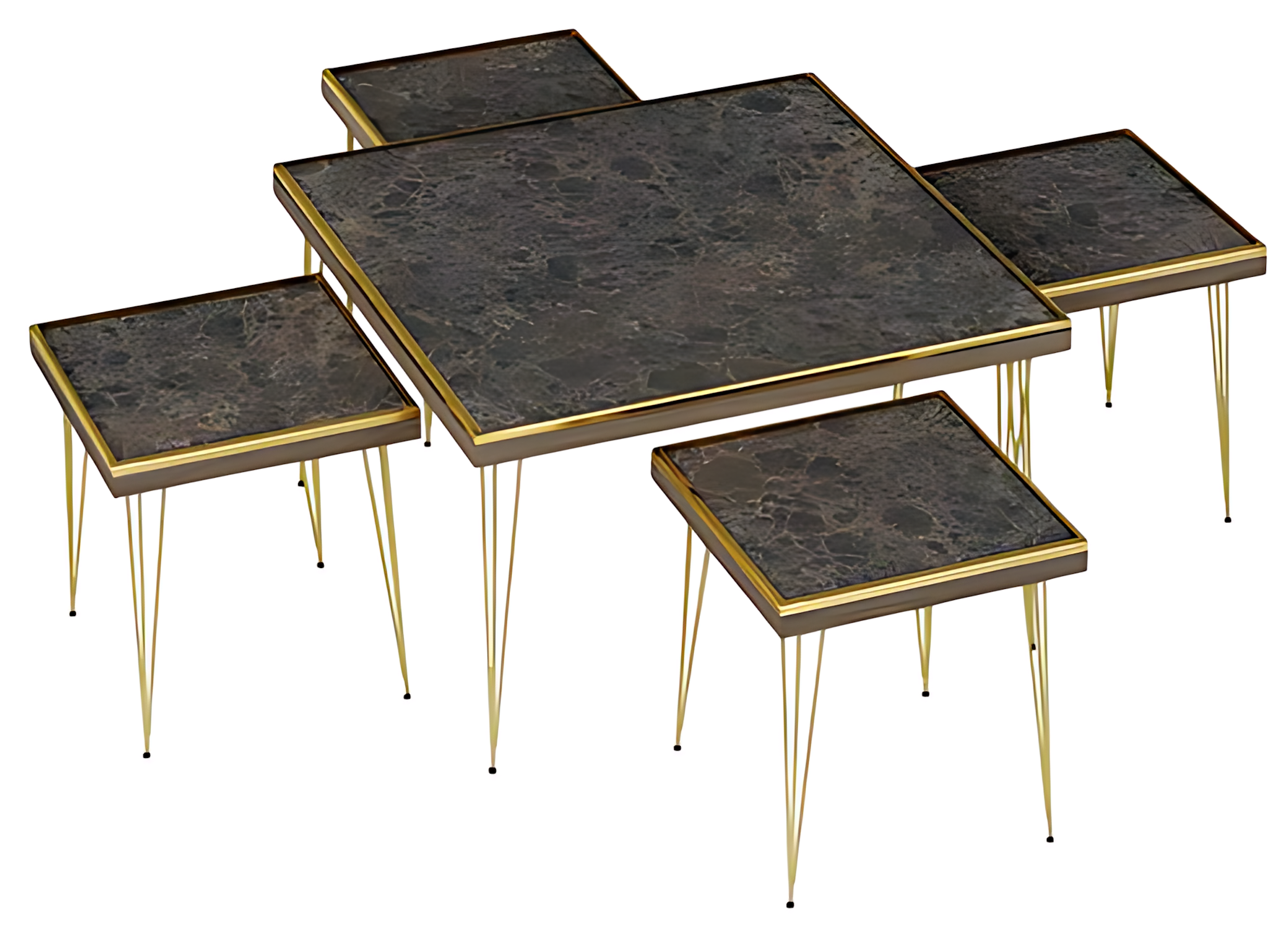 Wohnzimmer-Set in Schwarz aus hochwertigem MDF und Edelstahl