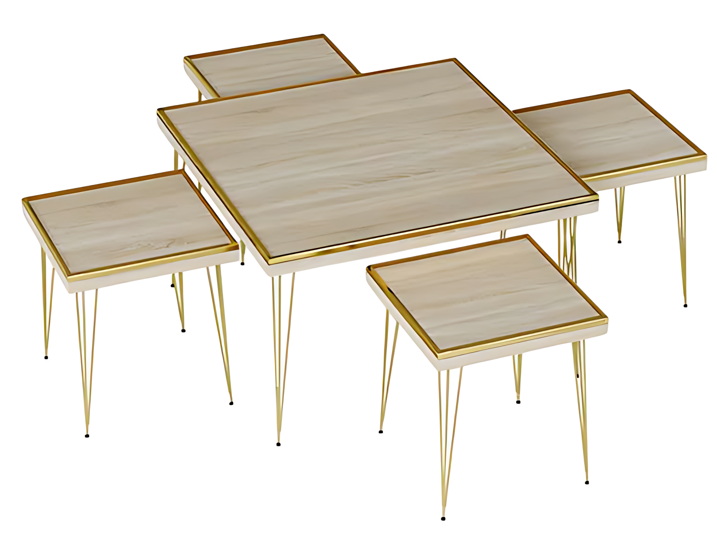 Wohnzimmer-Set in Beige mit MDF und Edelstahl modern und elegant