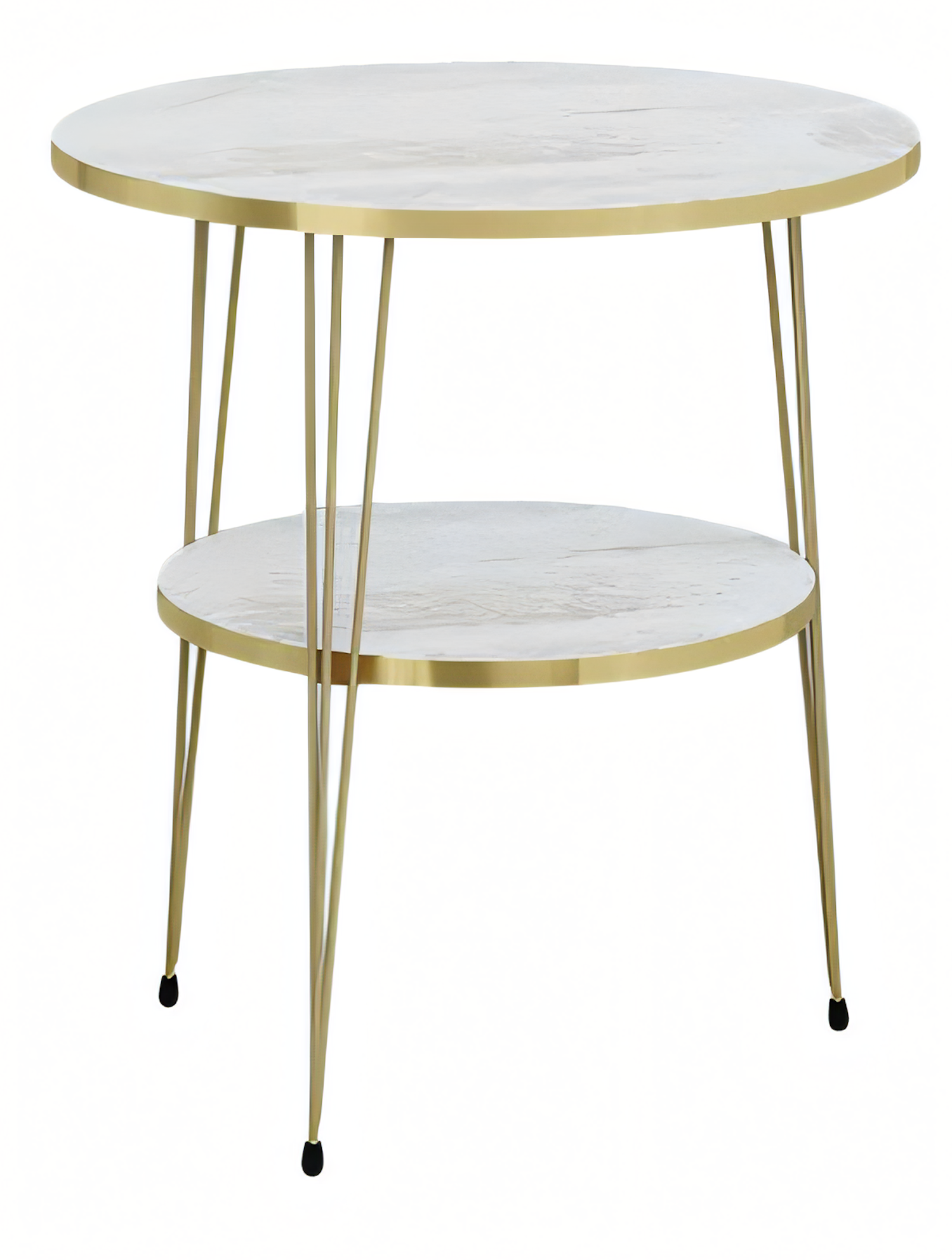 Beistelltisch aus Metall in Beige modern eleganter Wohnzimmertisch