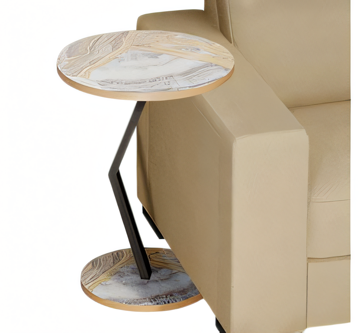 Beistelltisch aus Holz in Beige modern eleganter Wohnzimmertisch