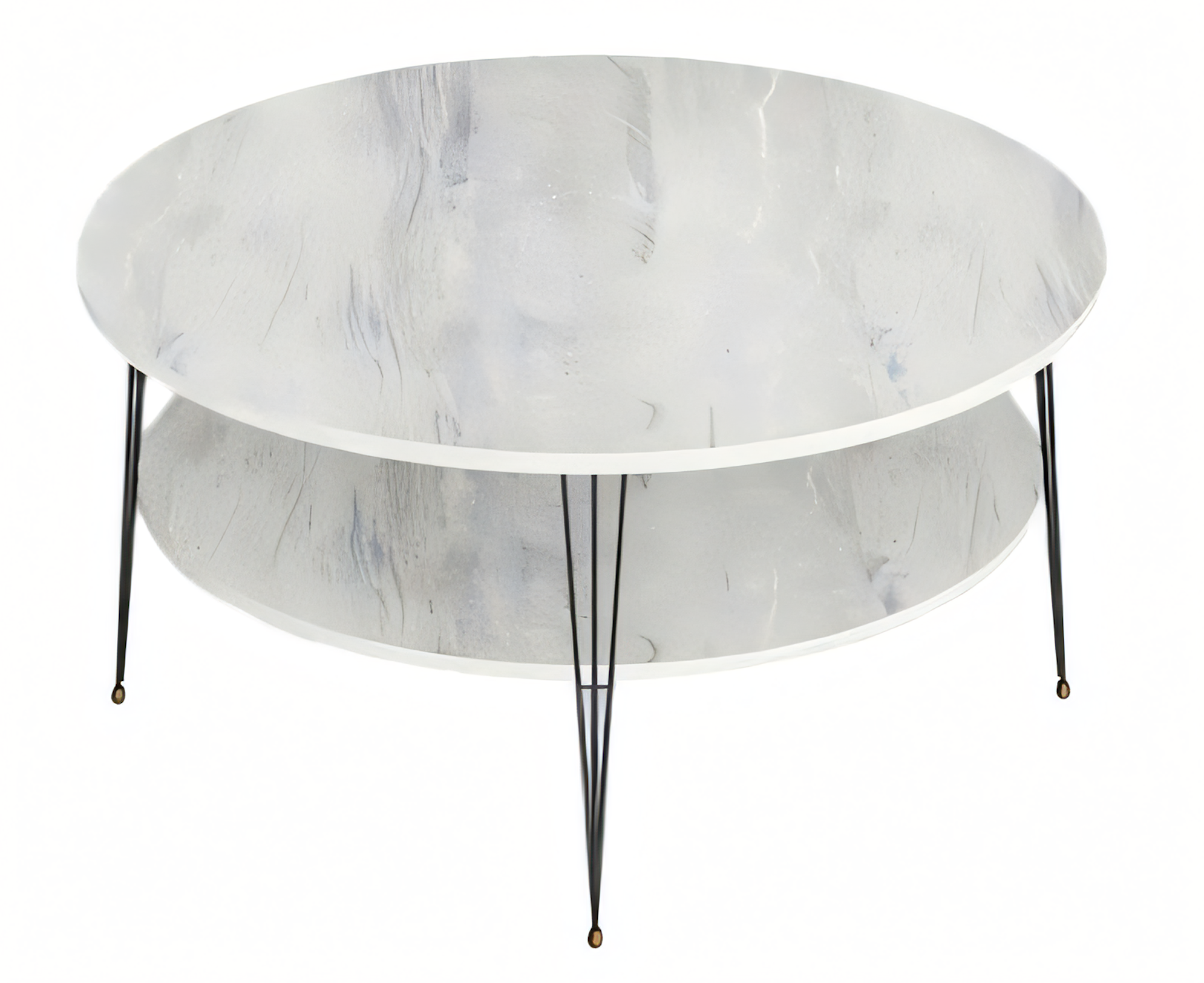 Moderner weißer Couchtisch aus Holz mit Edelstahl-Details