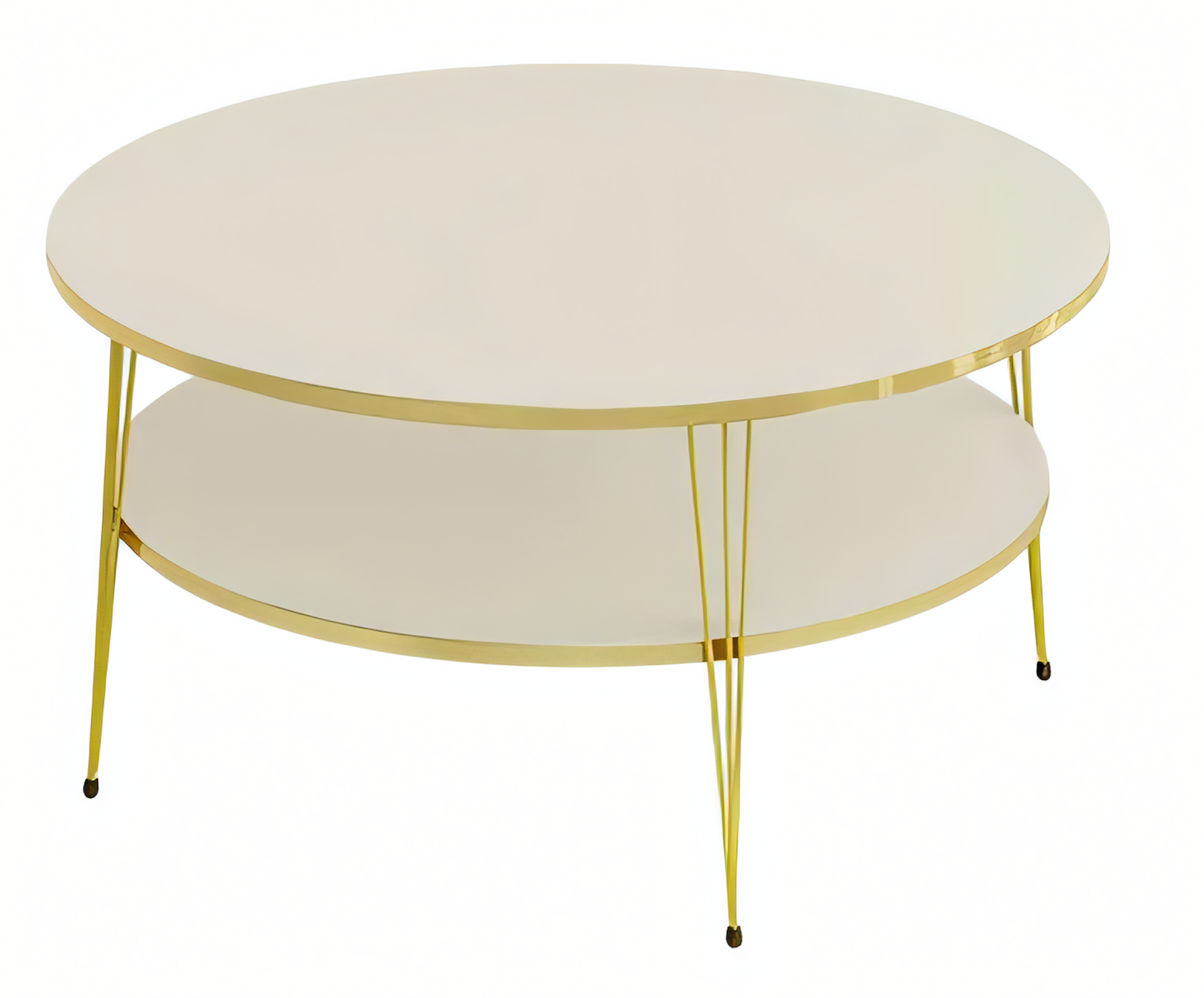 Eleganter Beigefarbener Couchtisch aus Holz mit Edelstahl-Details