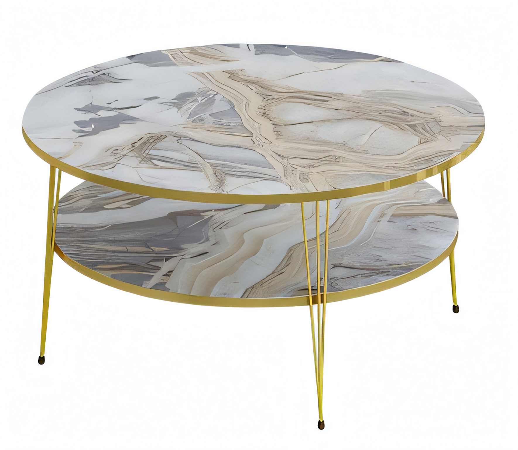 Moderner mehrfarbiger Couchtisch aus Holz und Edelstahl