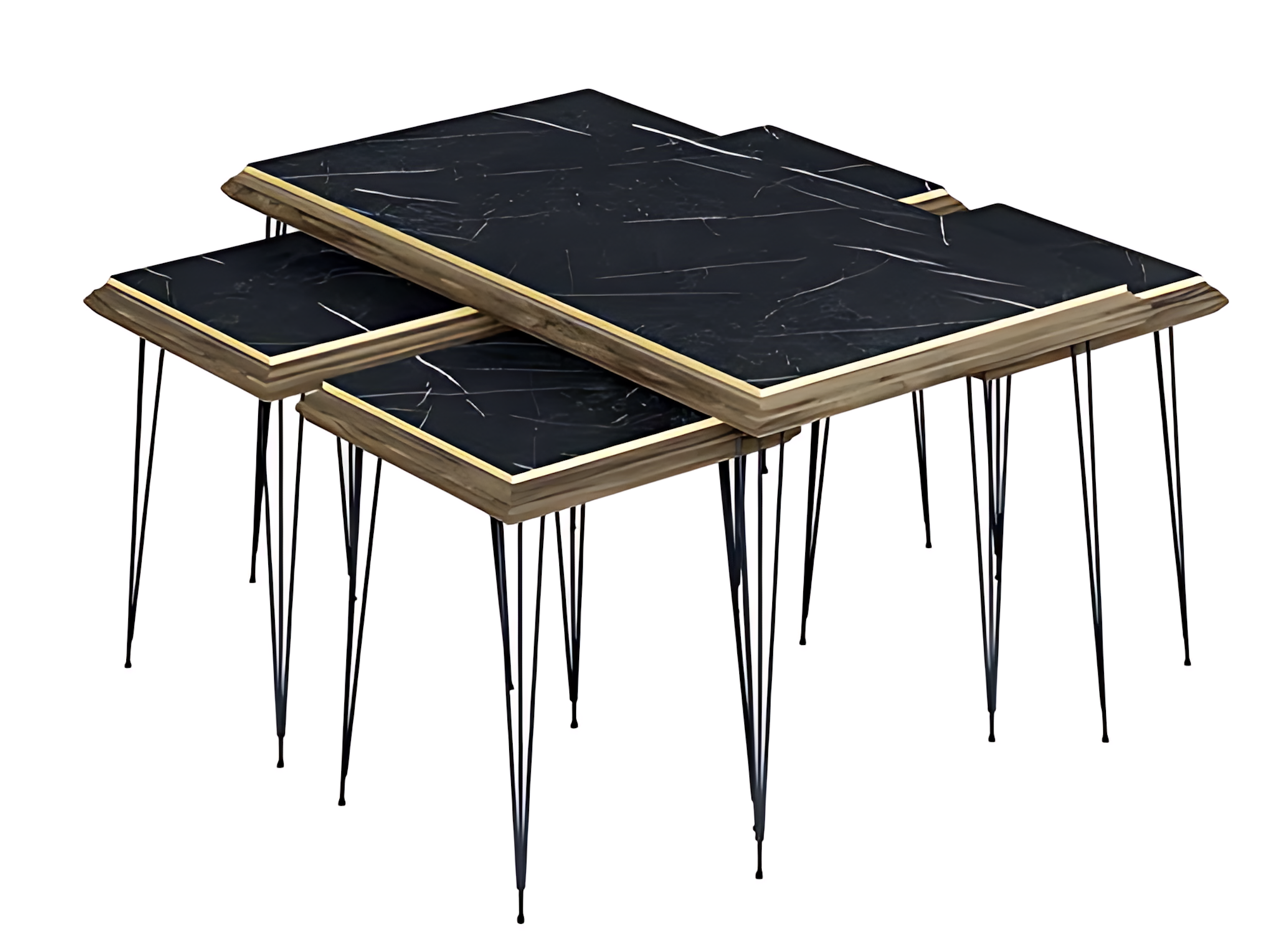 Schwarzer moderner Couchtisch mit Beistelltischen aus MDF