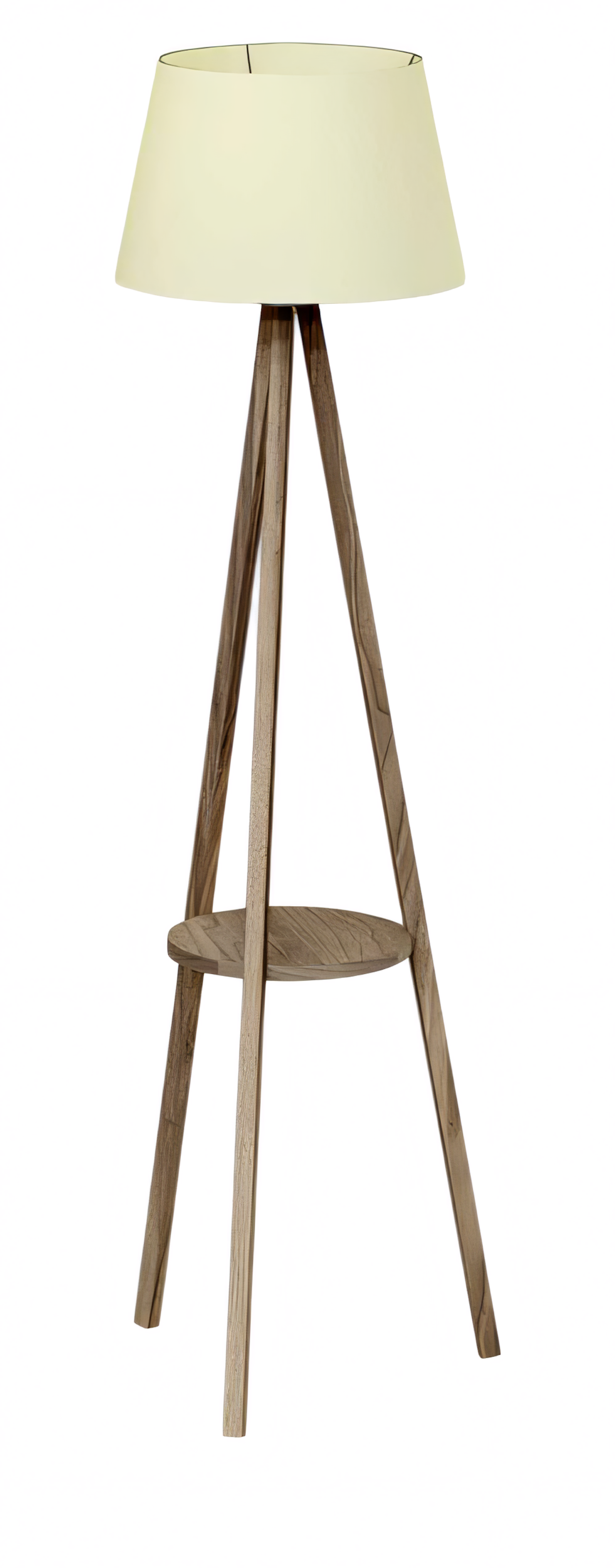 Stehlampe mit Regal aus Holz in Beige modern und stilvoll