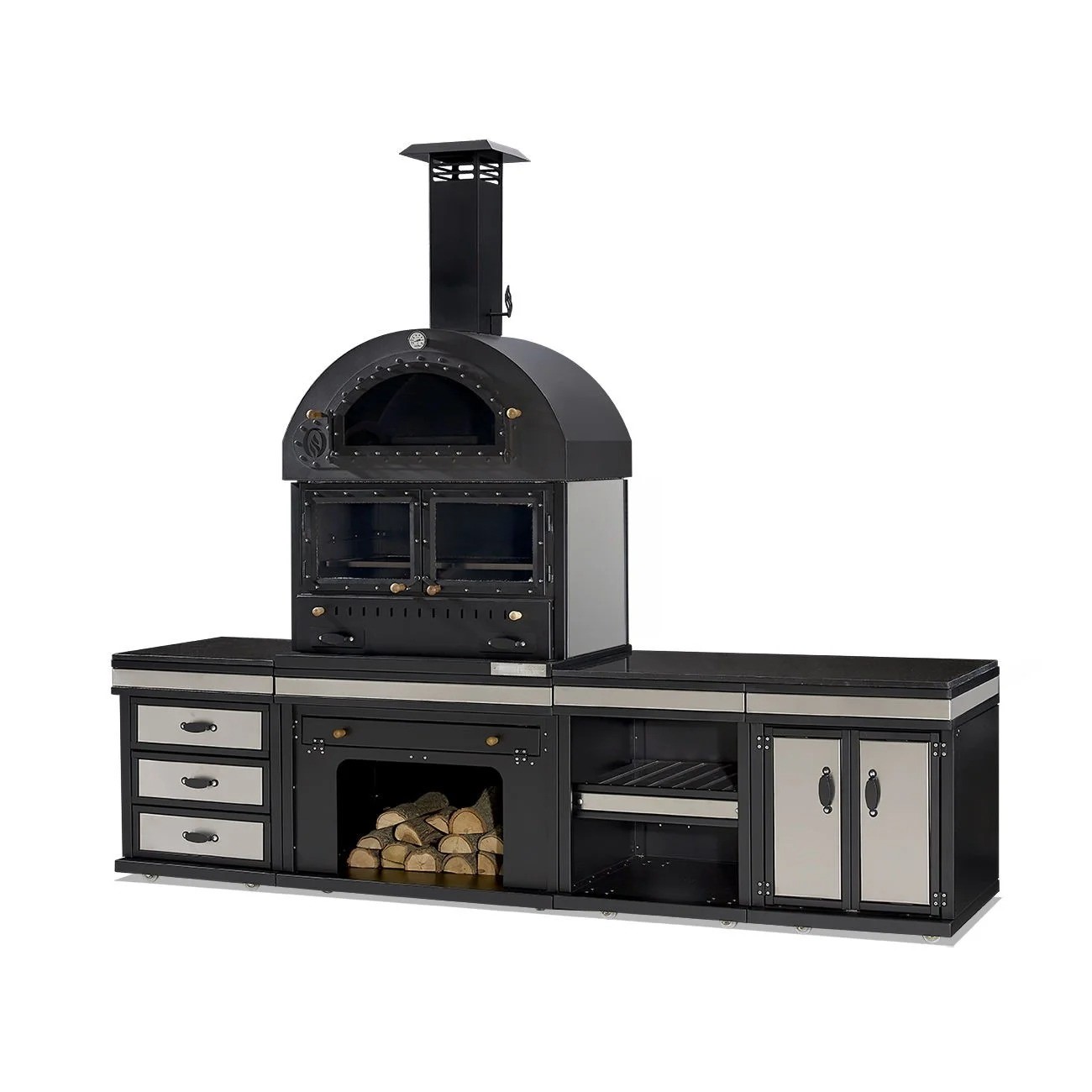 Elegante Außenküche aus Edelstahl in Schwarz für Garten und Terrasse