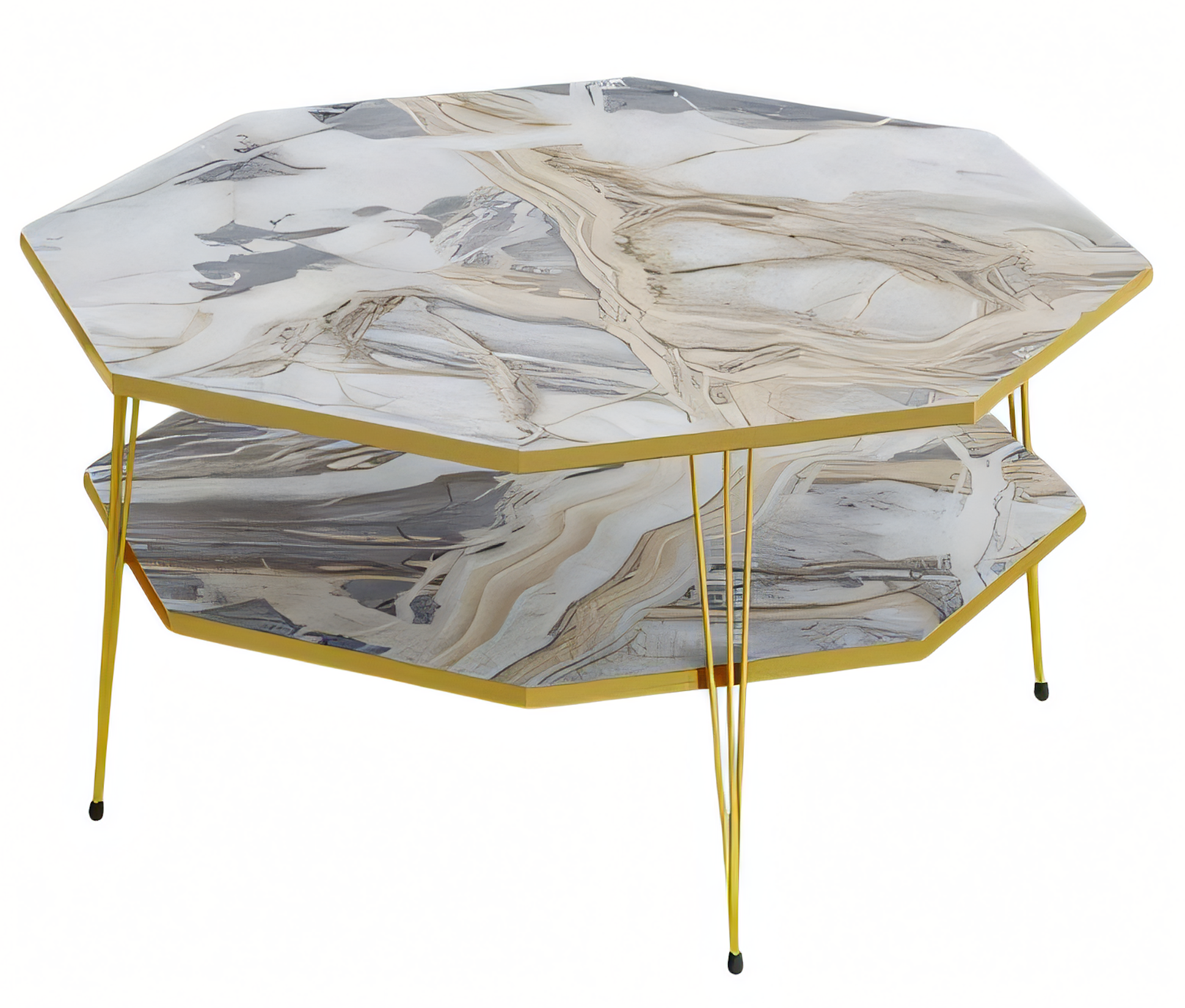 Moderner Mehrfarbiger Couchtisch aus Holz mit Edelstahl