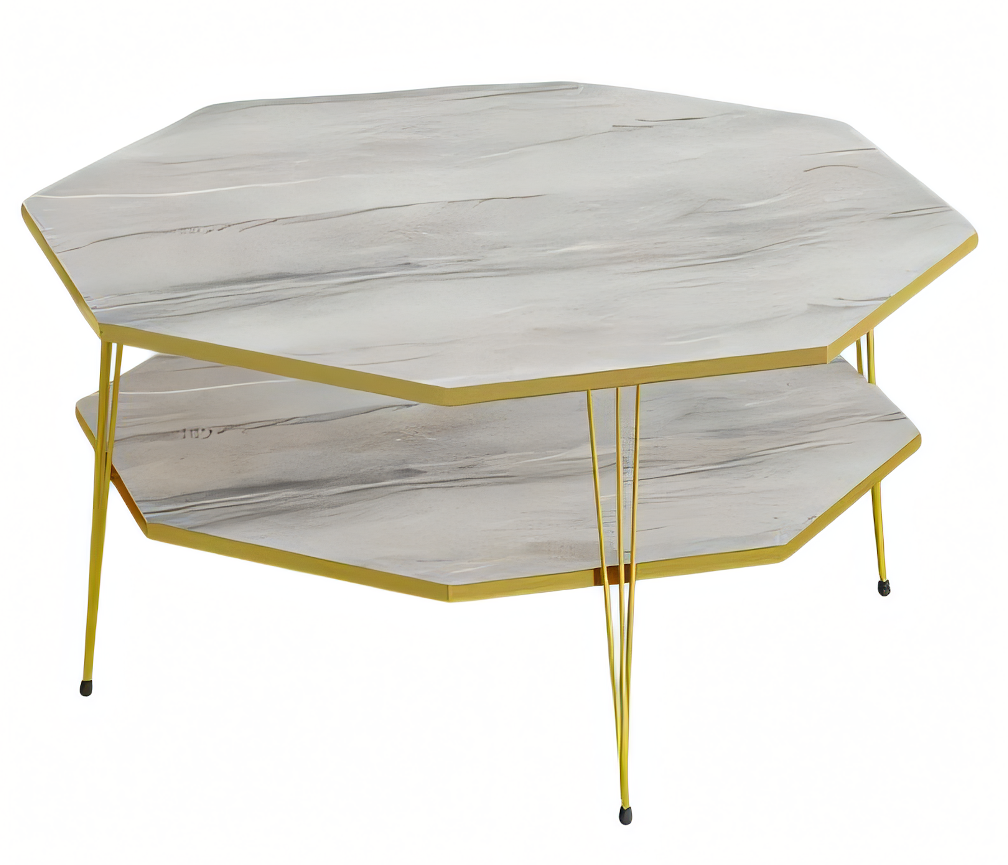 Eleganter grauer Couchtisch aus Holz mit Edelstahl in modernem Stil