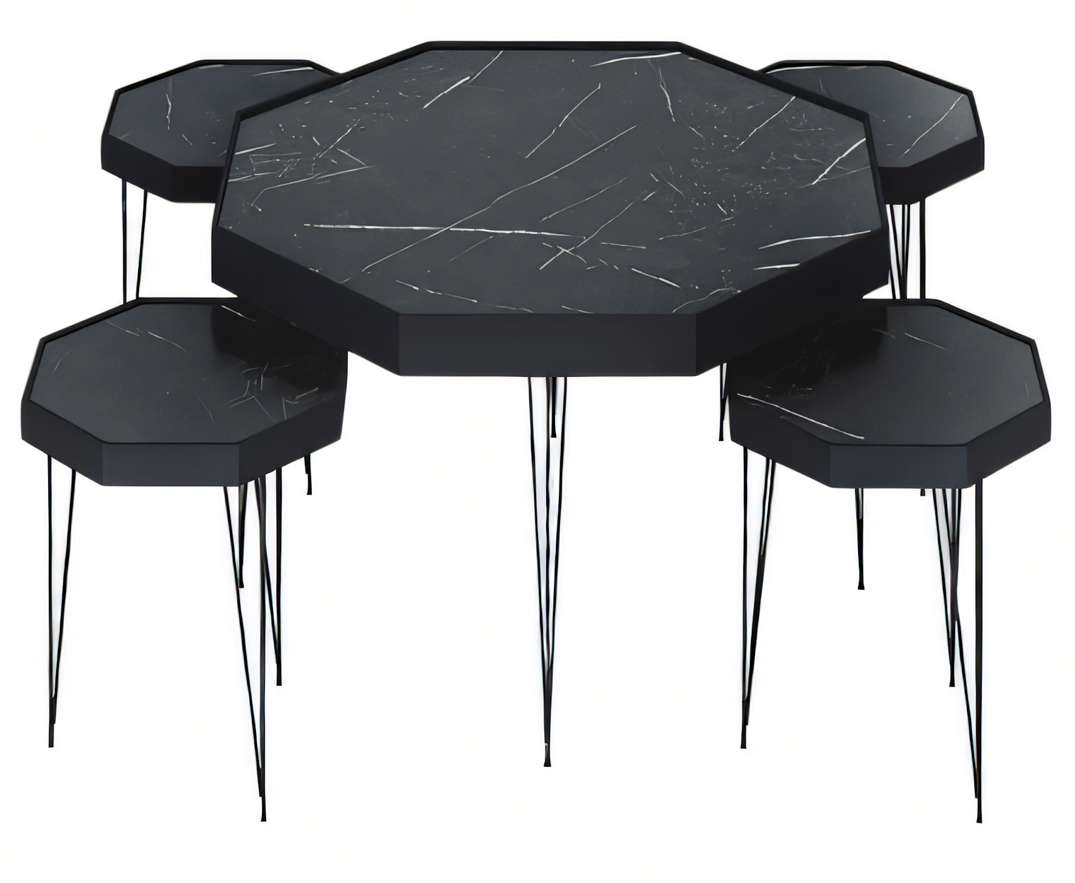 Schwarzer Holz Couchtisch mit Beistelltischen modern und stilvoll