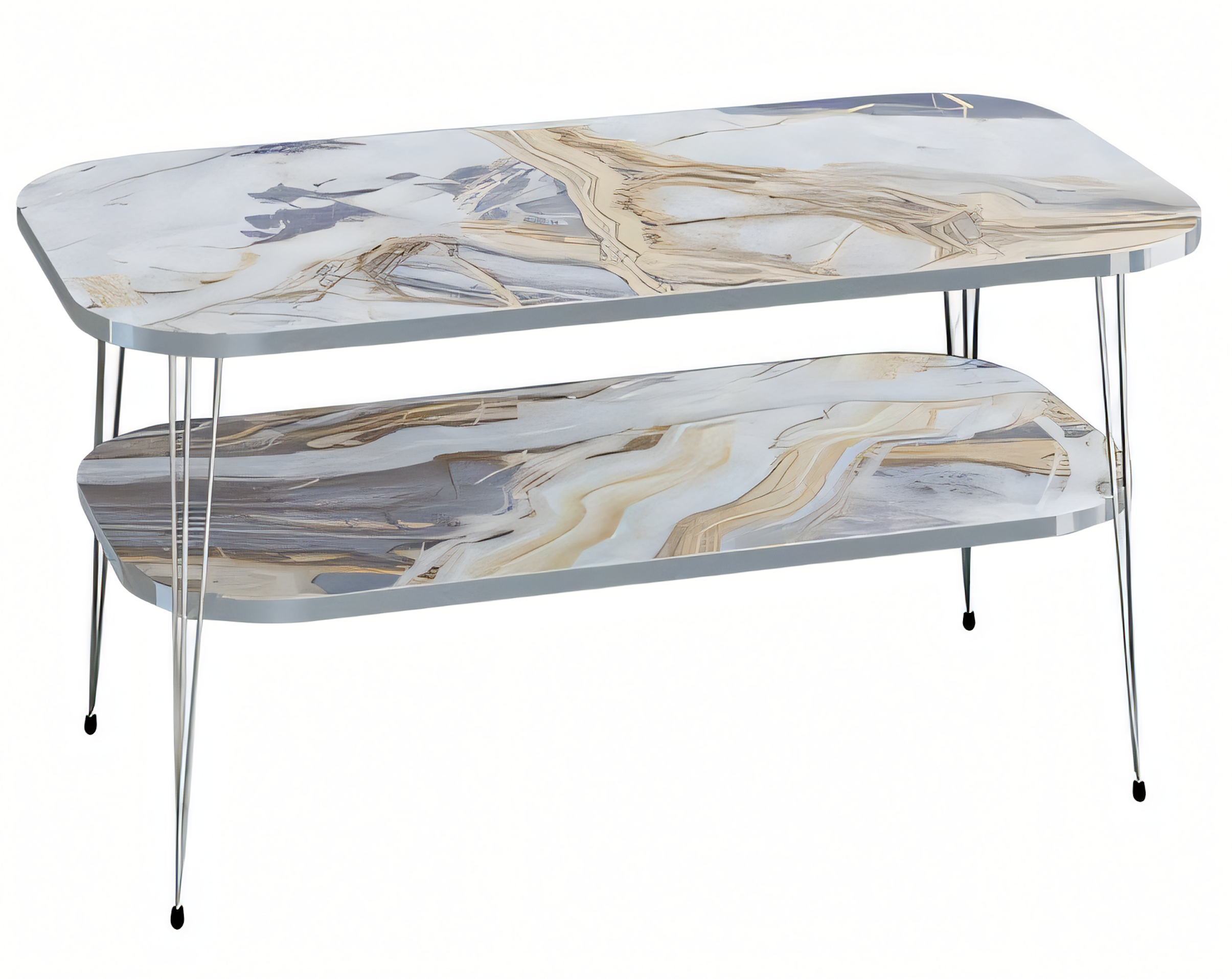 Moderner bunter Couchtisch aus Holz mit stilvollem Design