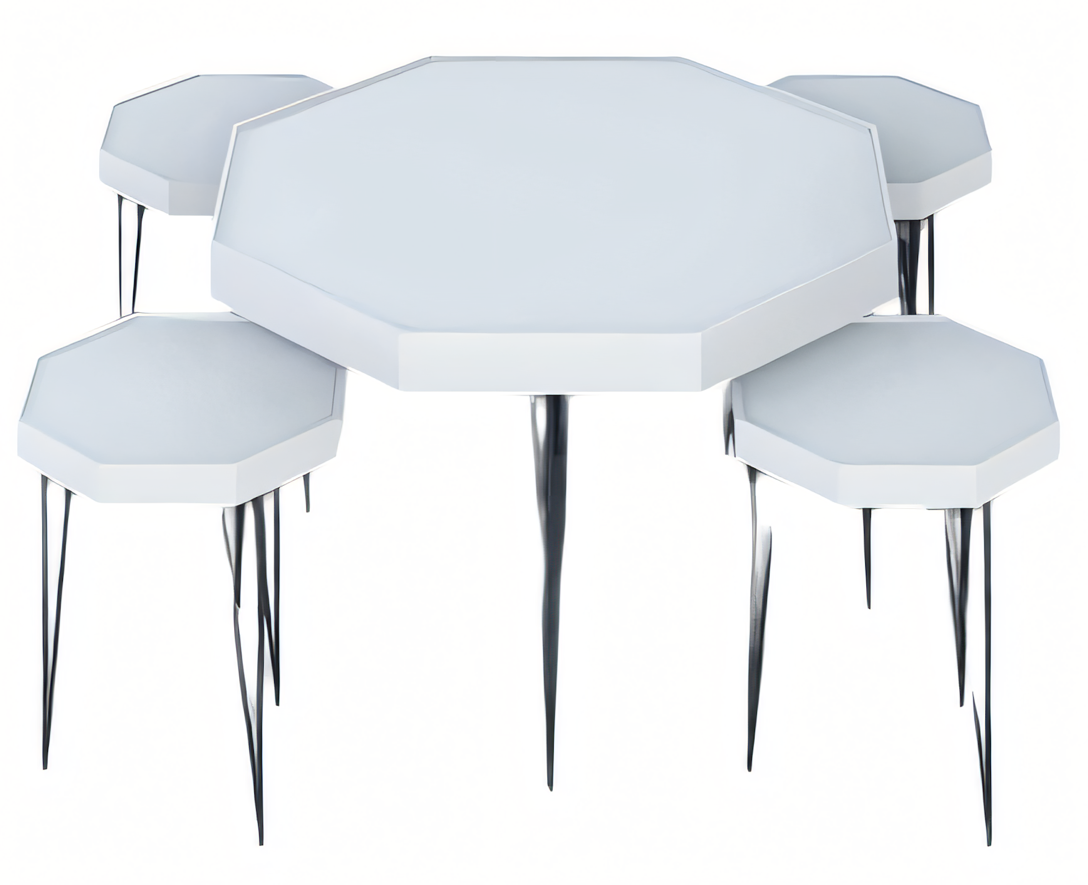 Weiße Holz Couchtisch mit modernem Design und Beistelltischen Set