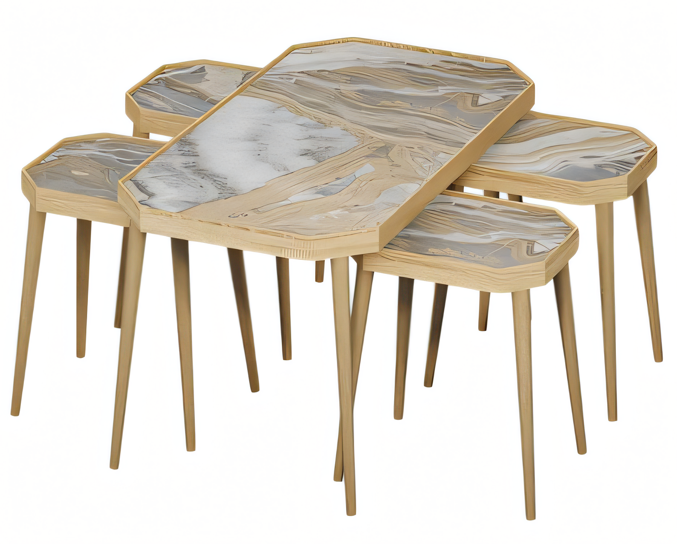 Eleganter Beistelltisch aus Holz in Beige für modernes Wohnambiente