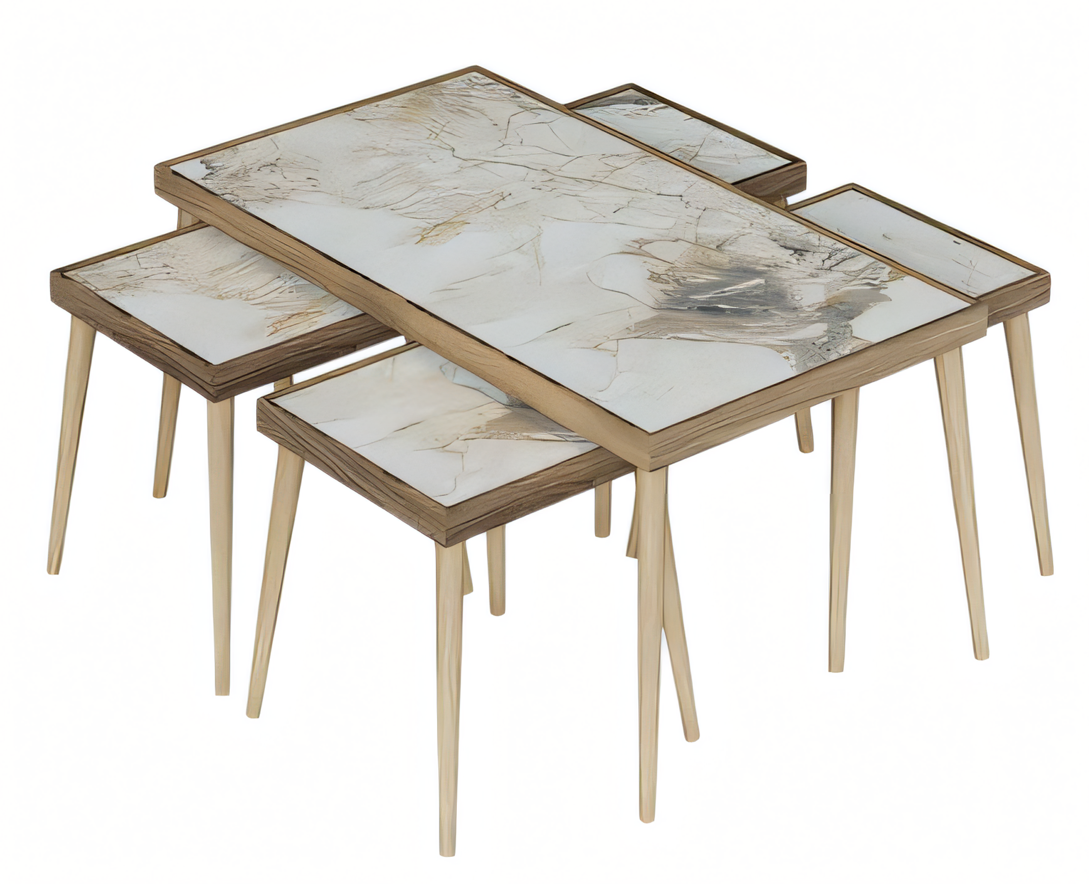 Design Couchtisch Set mit integriertem Hocker