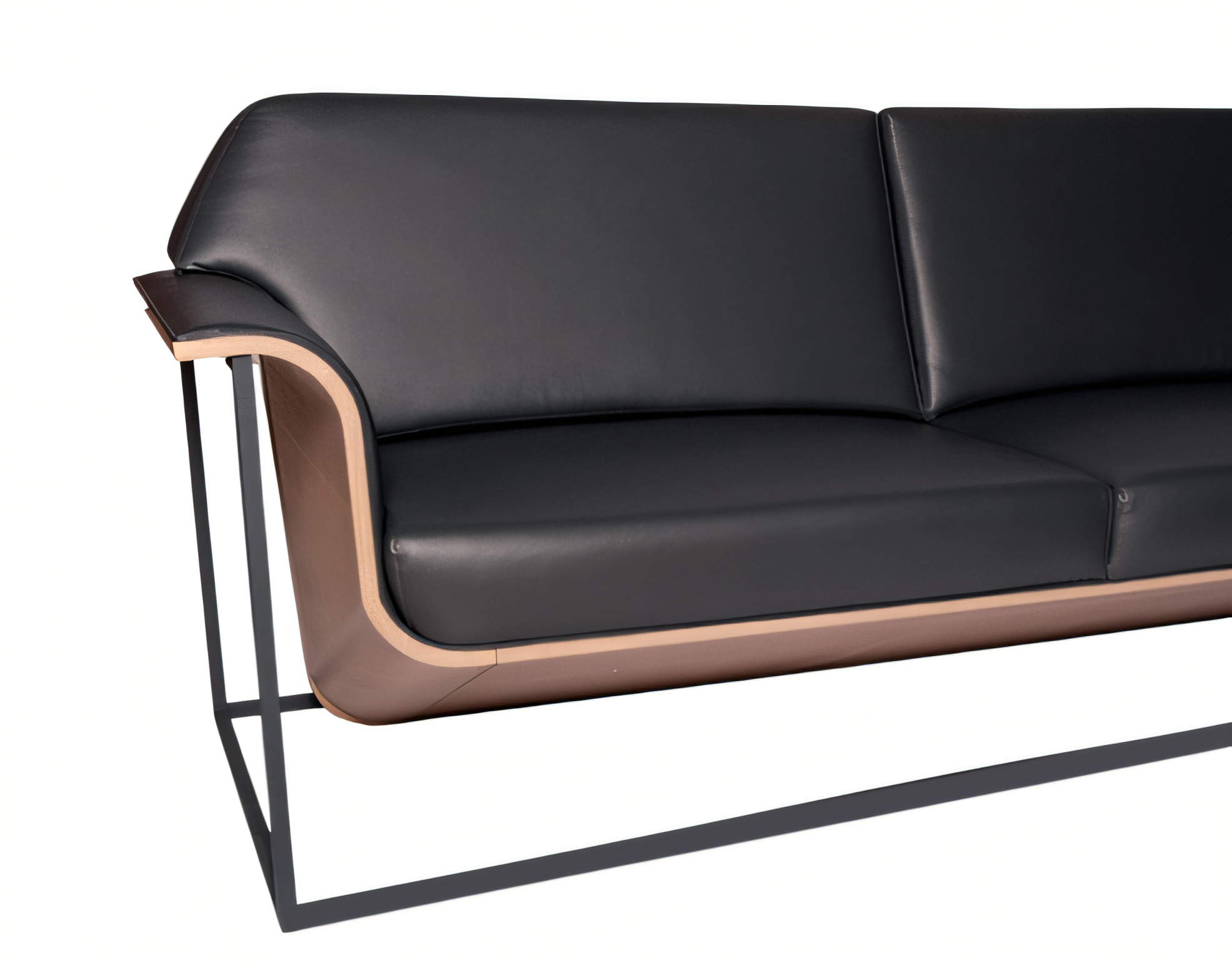 Elegantes 3-Sitzer Sofa Schwarz Holzrahmen modernes Design