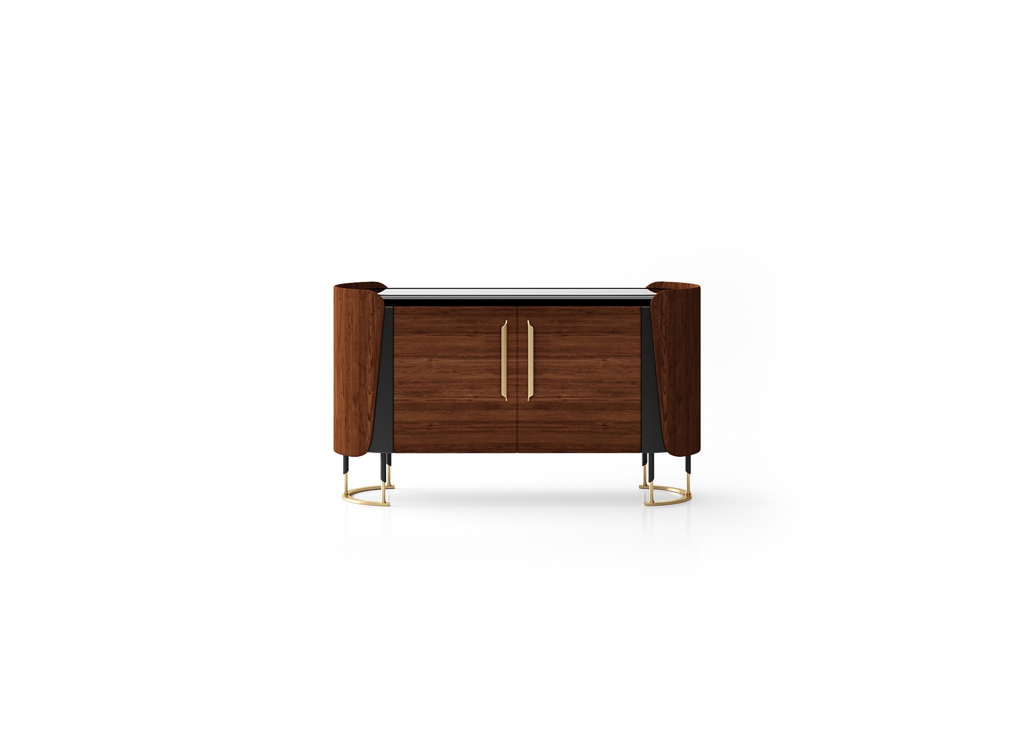 Elegantes braunes Holzsideboard im modernen Stil