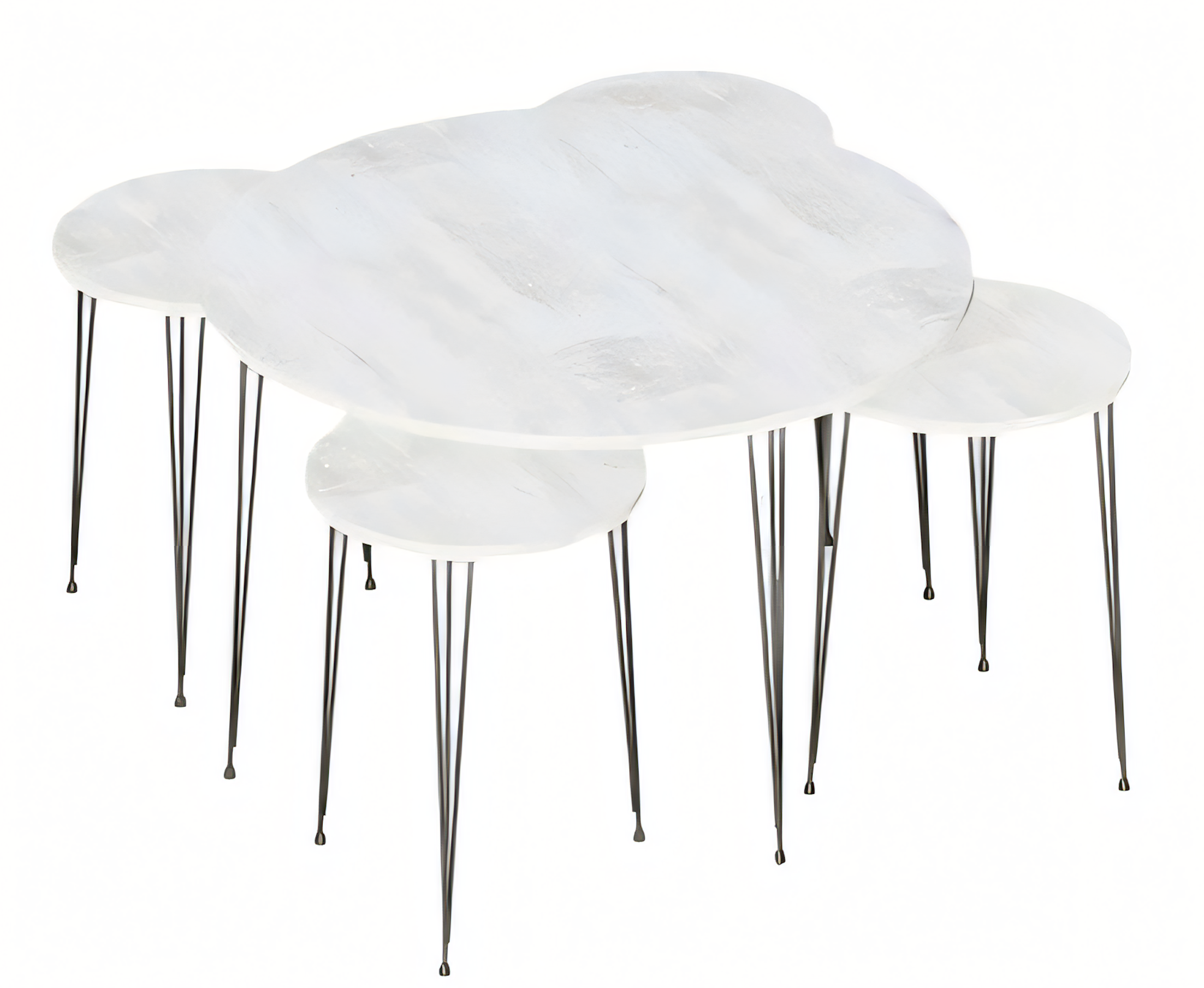 Eleganter weißer Holztisch mit Beistelltischen im modernen Stil