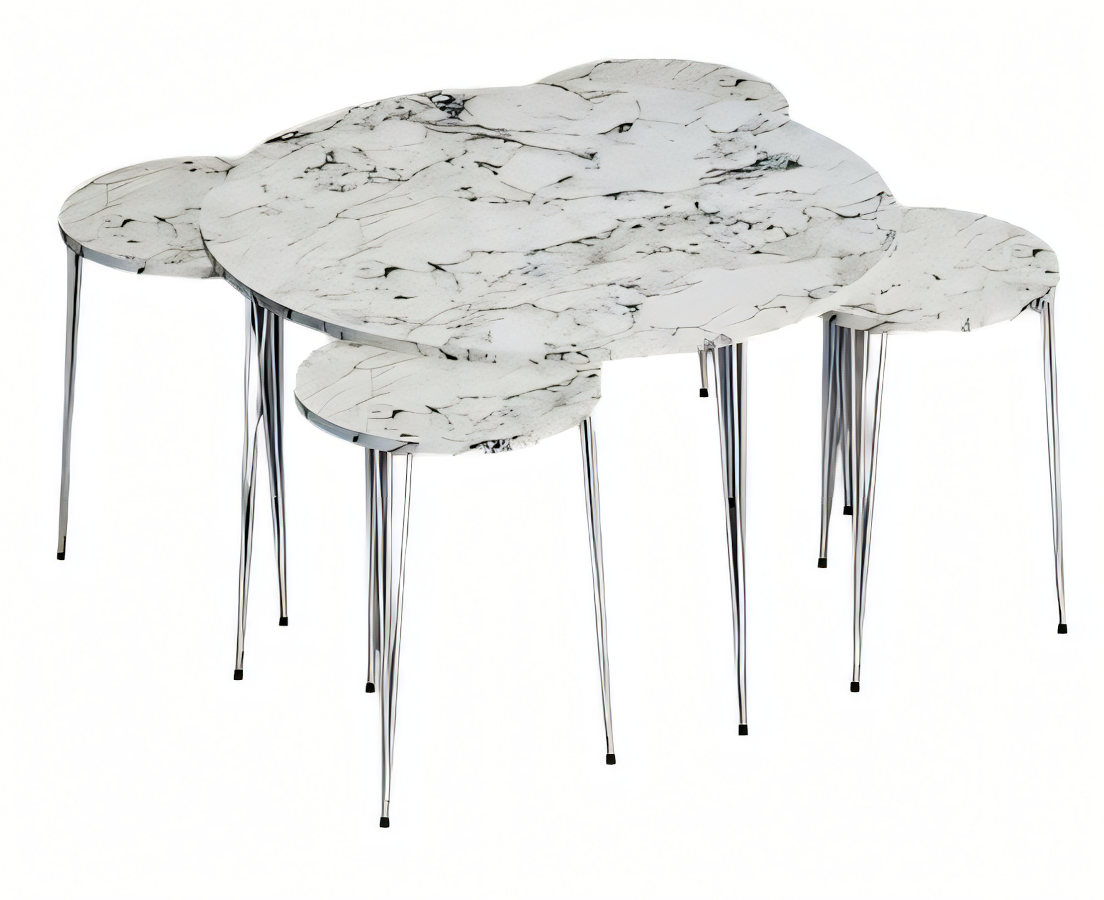 Eleganter weißer Holz-Couchtisch mit Beistelltischen im