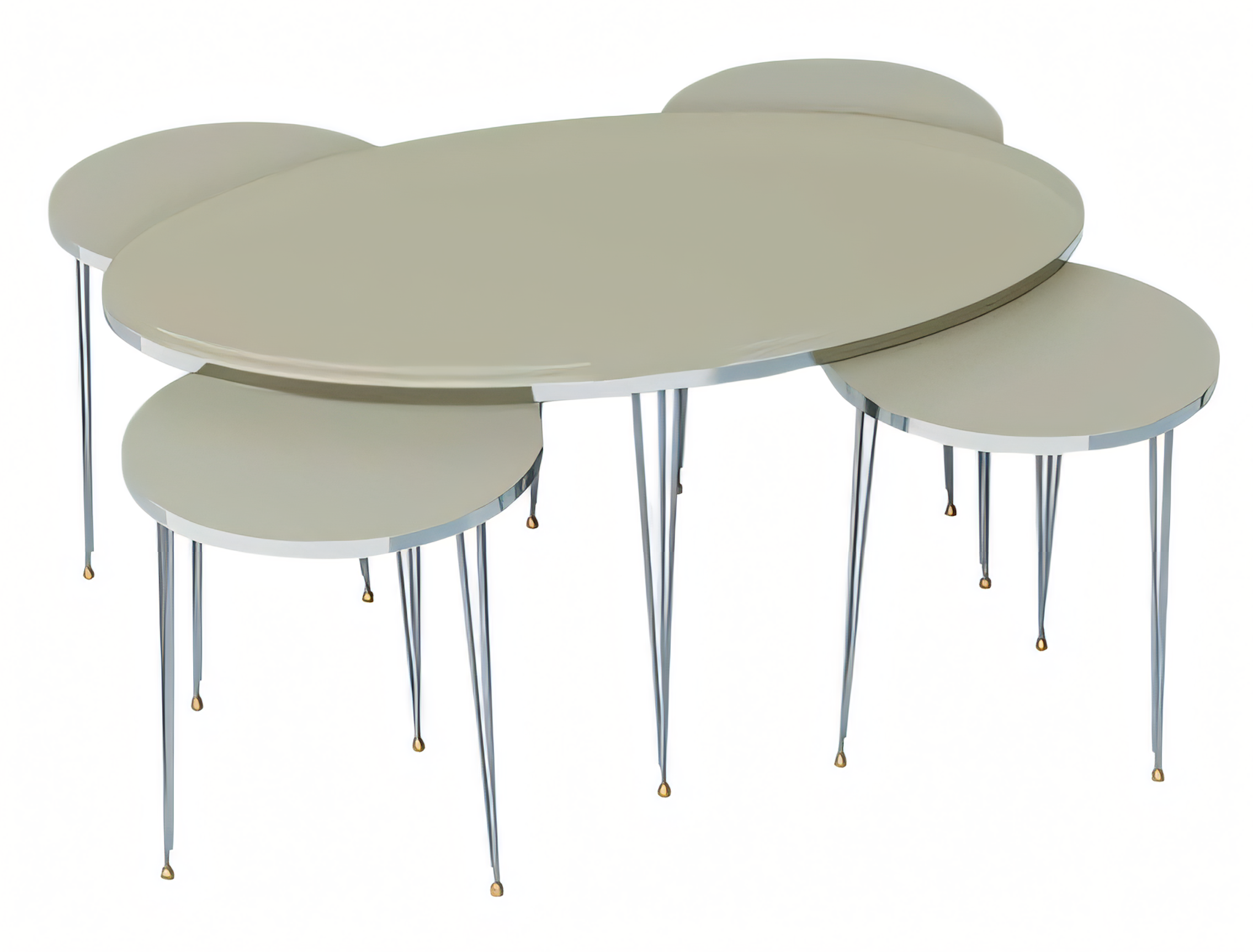 Beistelltische Holzbeige modern elegant Set aus 4 Stück