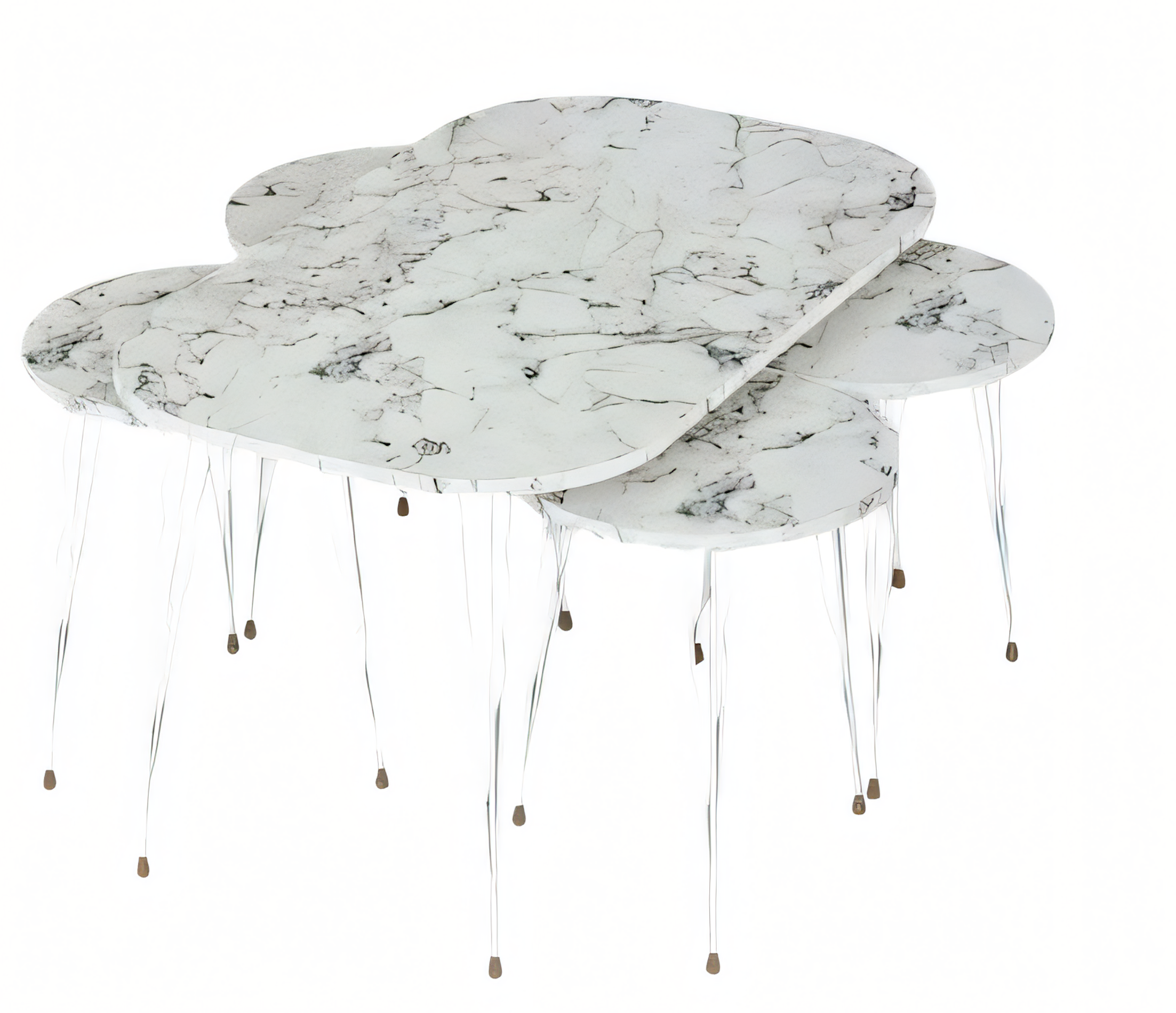 Moderner Weißer Holz-Couchtisch mit Beistelltischen Set