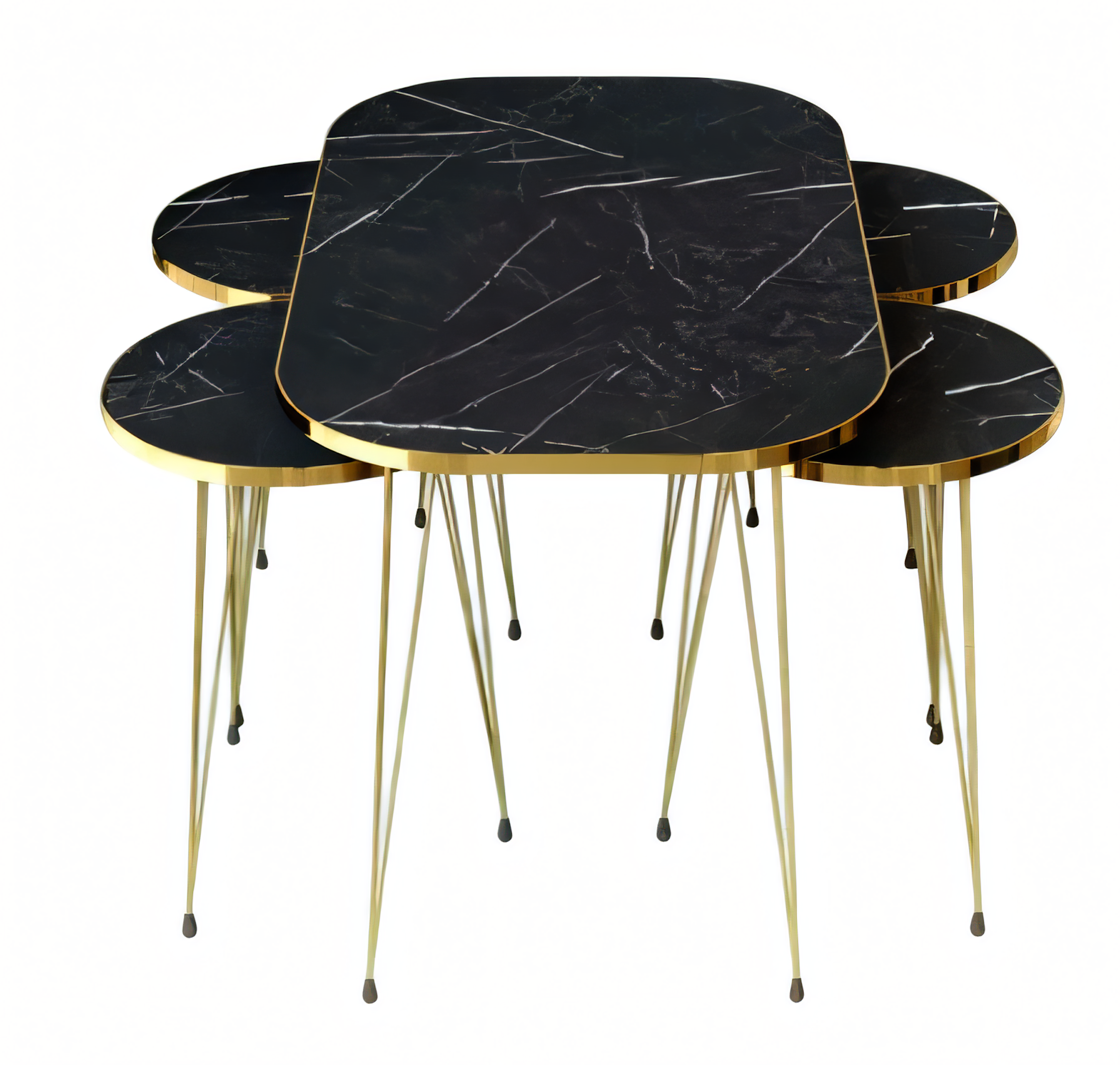 Schwarzer Holz-Couchtisch mit Beistelltischen im modernen Stil