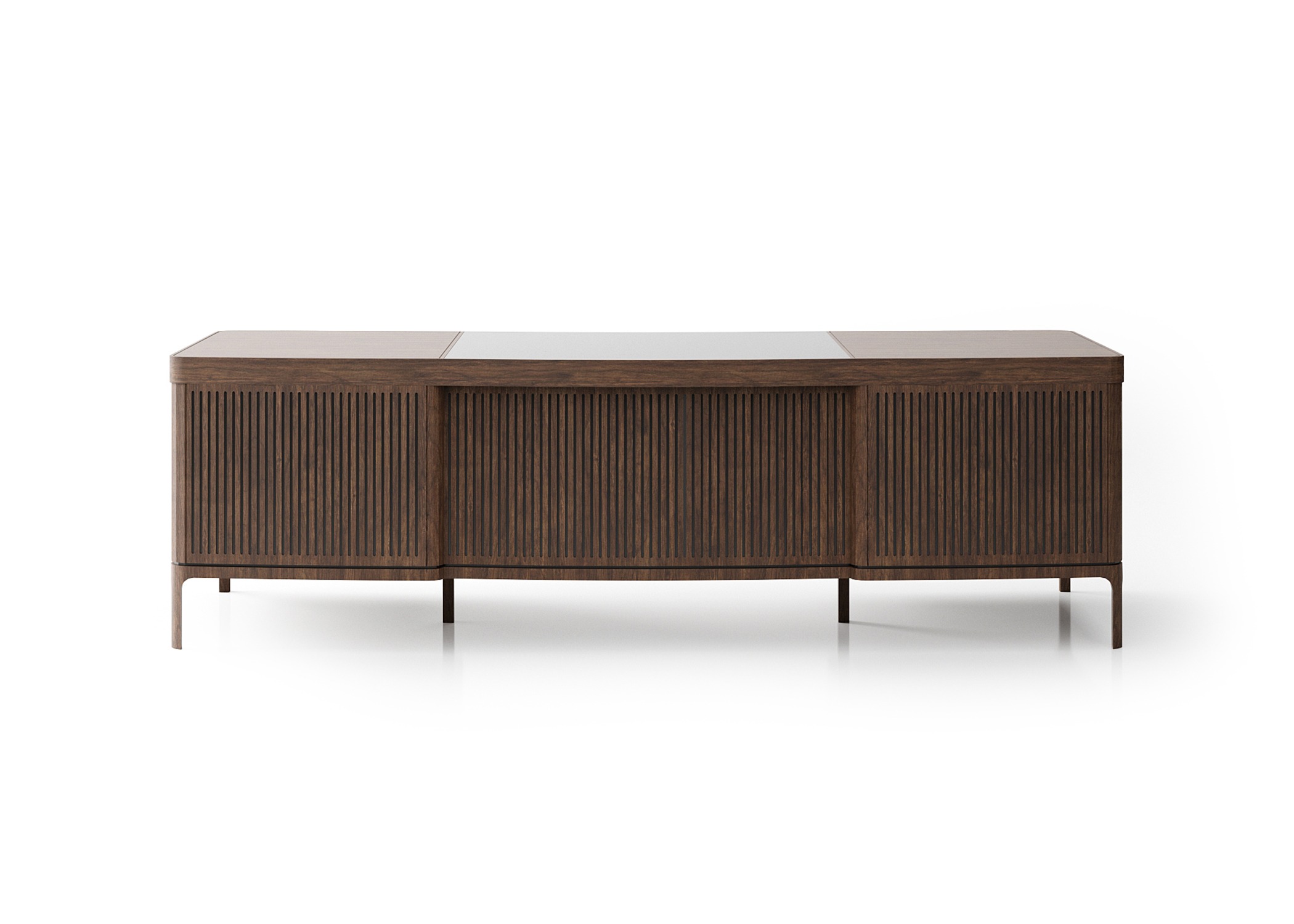 Eleganter brauner Holzschreibtisch im modernen Stil