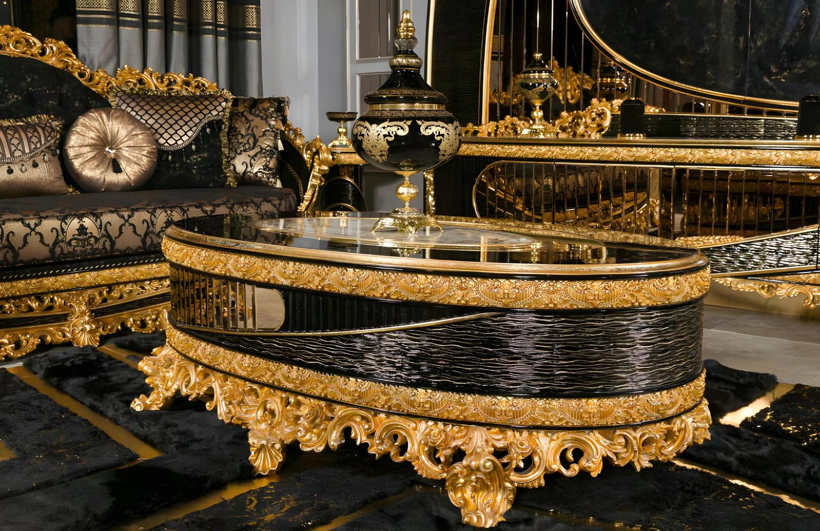 Schwarzer Holz-Couchtisch im modernen Stil