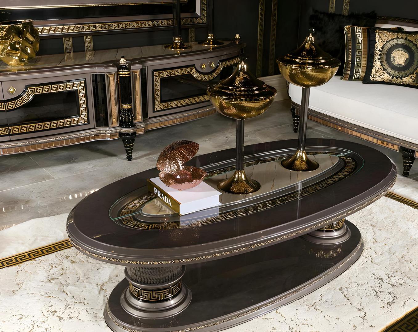 Silberner moderner Couchtisch aus Holz