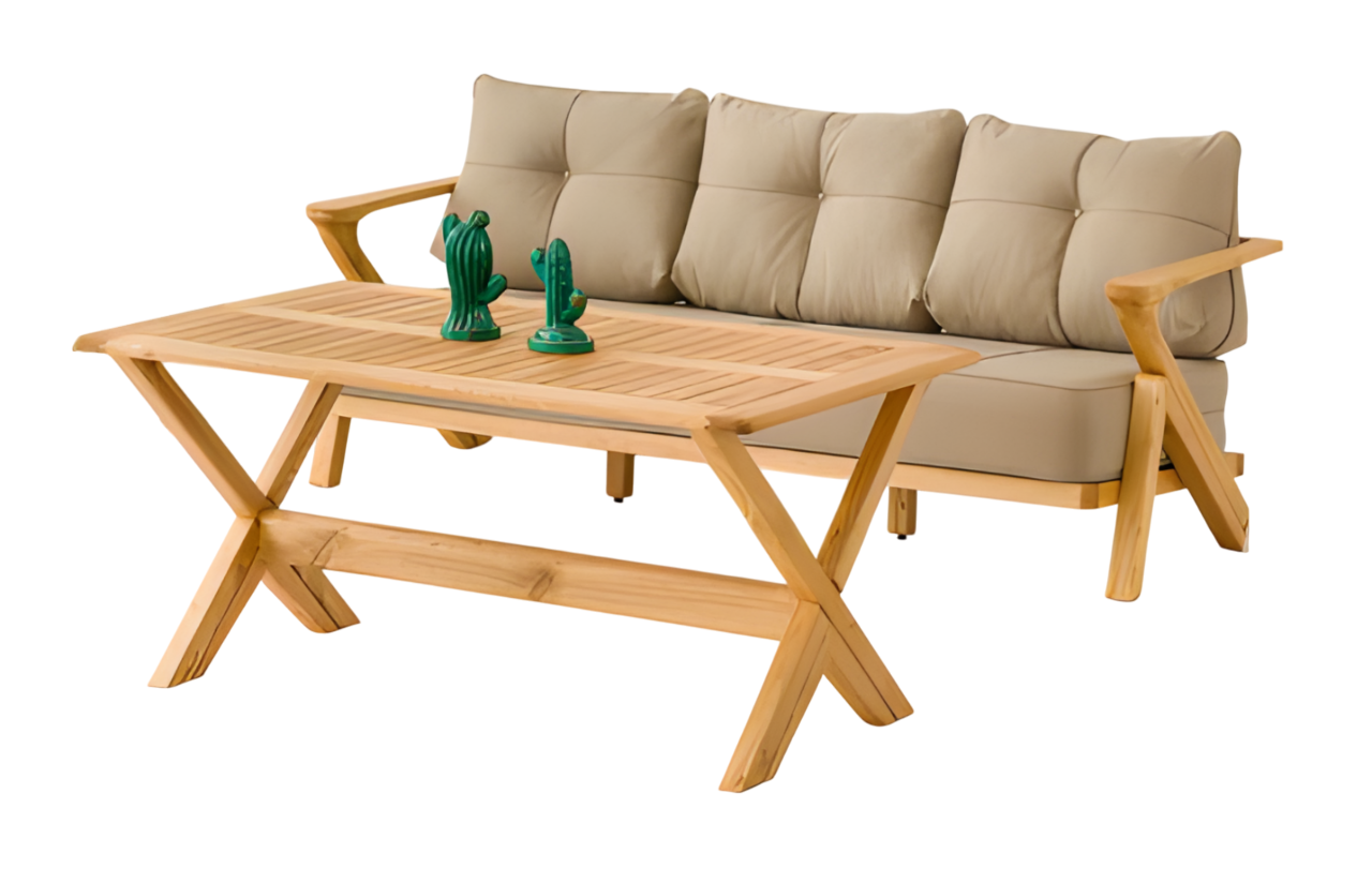 Gartenmöbel Set aus Holz in Beige, stilvoll und wetterfest