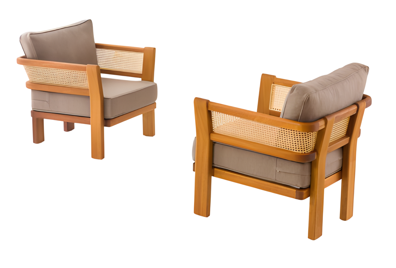 Stilvolle Beigefarbene Stoff-Sessel im modernen Design, wetterfestes