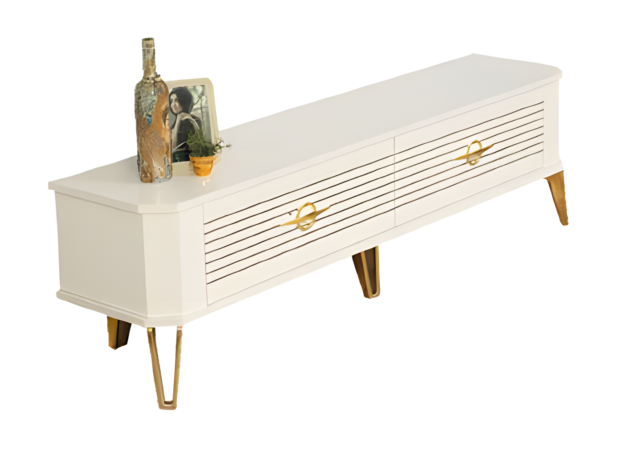 TV-Lowboard mit pflegeleichter Oberfläche und stilvollen Akzenten