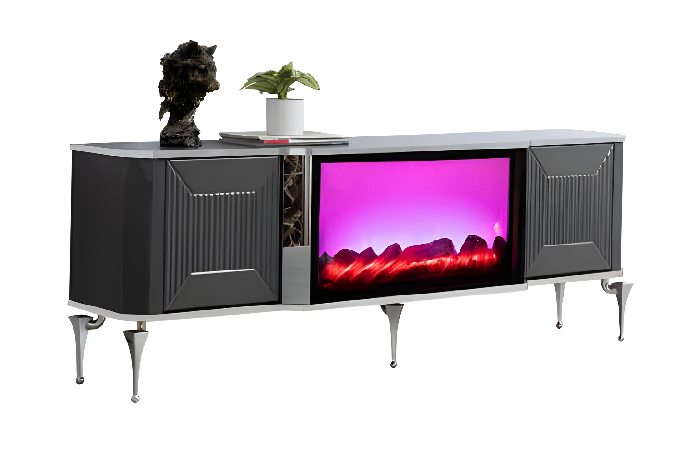 Beeindruckender TV-Schrank mit LED-Beleuchtung und moderner Technik