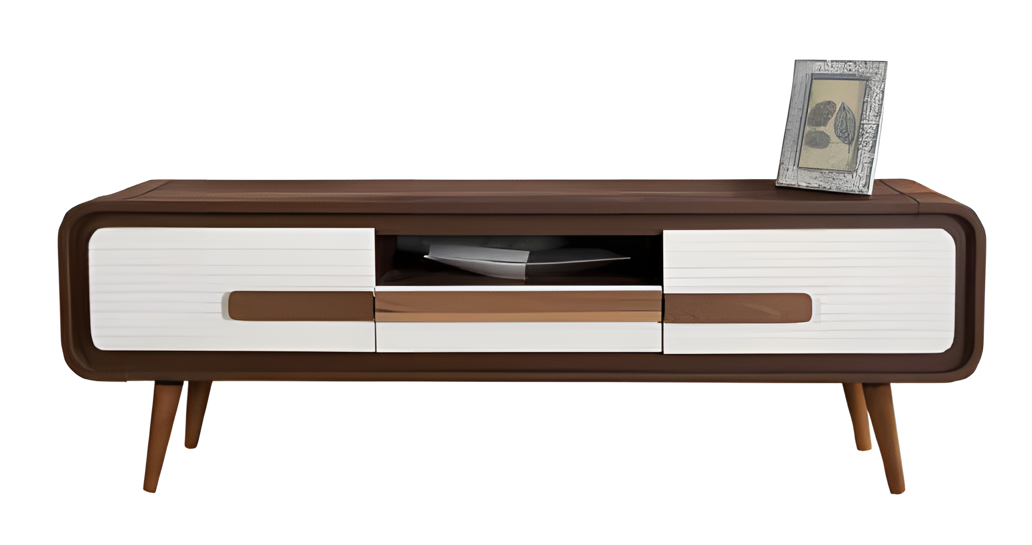 TV- Schrank mit einer perfekten Kombination aus dunklen und hellen Farbtönen