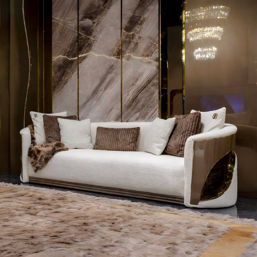 Weißer Moderner 3-Sitzer Luxuriöses Polstersofa Wohnzimmer Couch