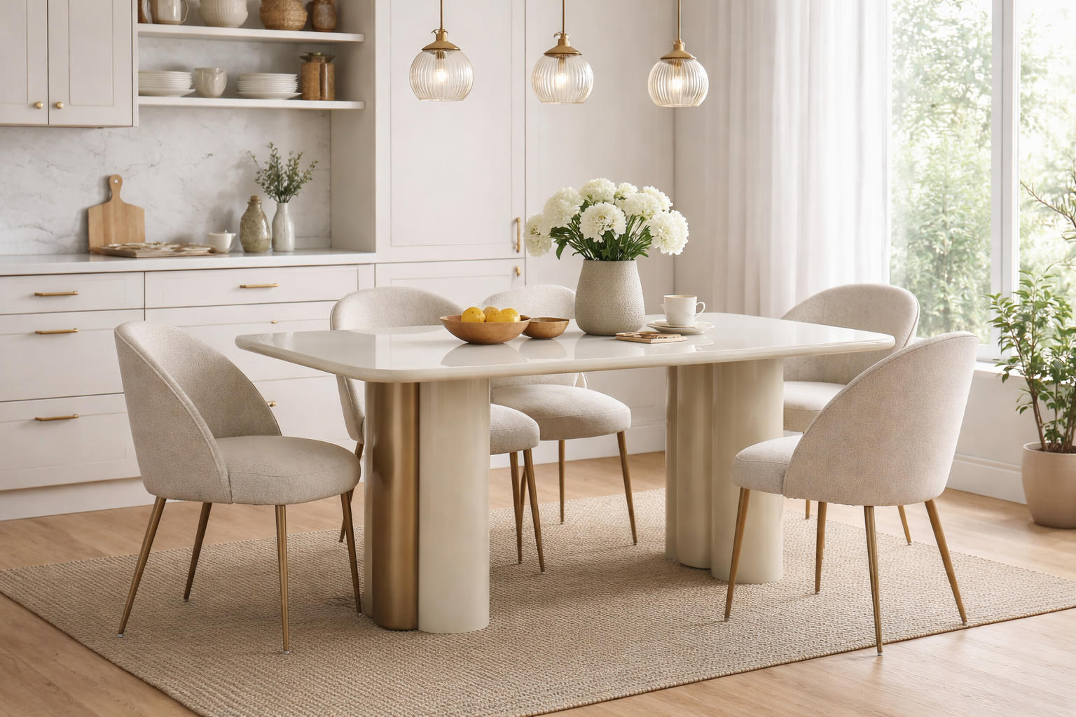 Weißer Küchentisch Luxuriöser Mahlzeit Tisch Esszimmer Holztisch
