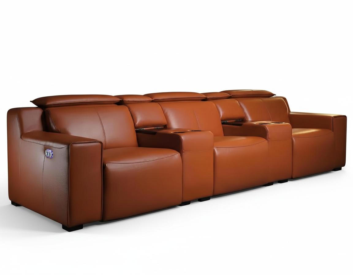 Braunes Ledersofa Designer Fußstütze Exklusve Verarbeitung Möbel