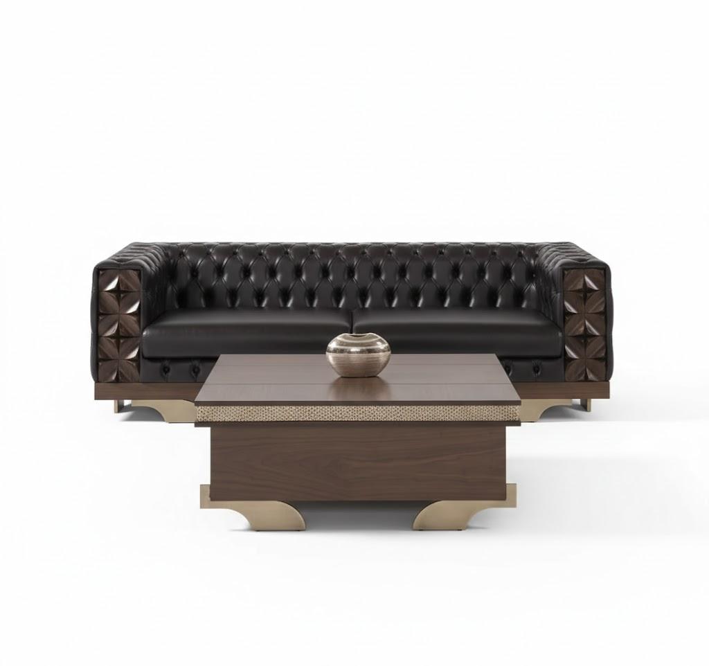 Luxuriöses 3-Sitzer-Sofa mit Couchtisch im modernen Design