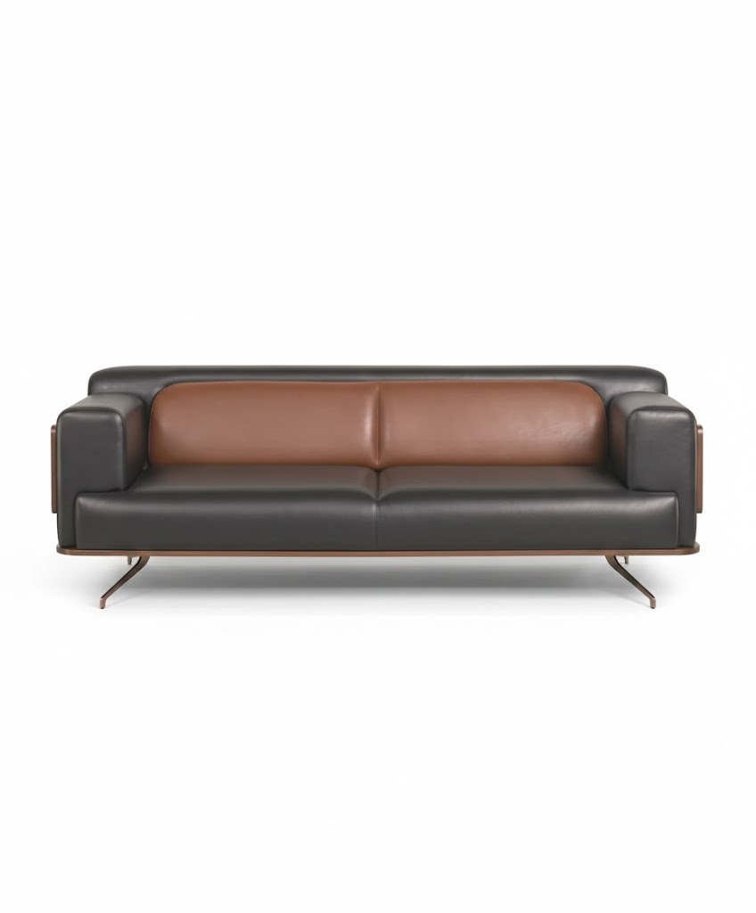 Stilvolles 3-Sitzer-Sofa Schwarz-Braun Farbe Modern-klassischer Stil
