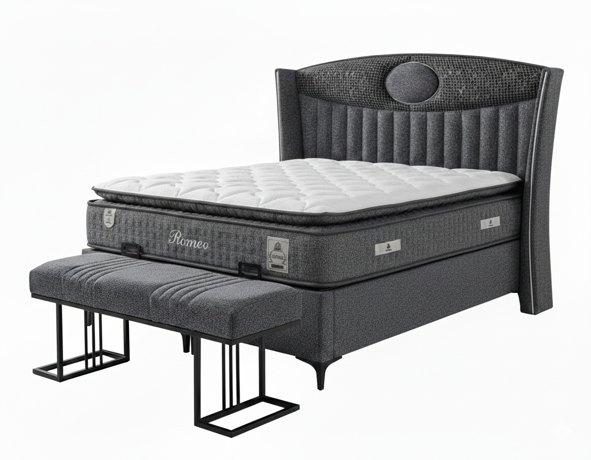 Schlafzimmer-Set Moderner Stil Graue farben Bett mit Stauraum Stoffbezug