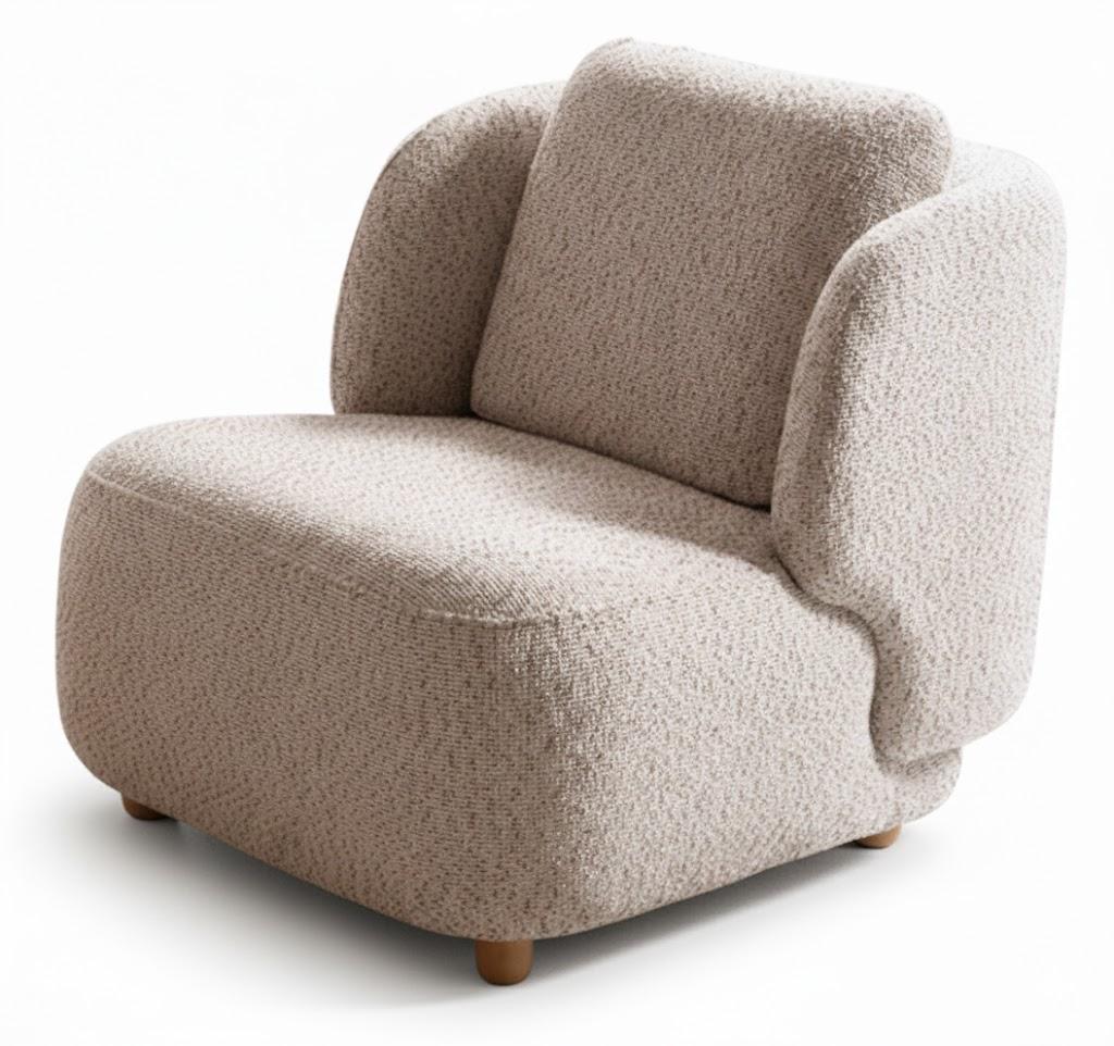 Sessel Farbe Beige Stil Modern Holzrahmen Weicher Sessel Holzbeine Neu