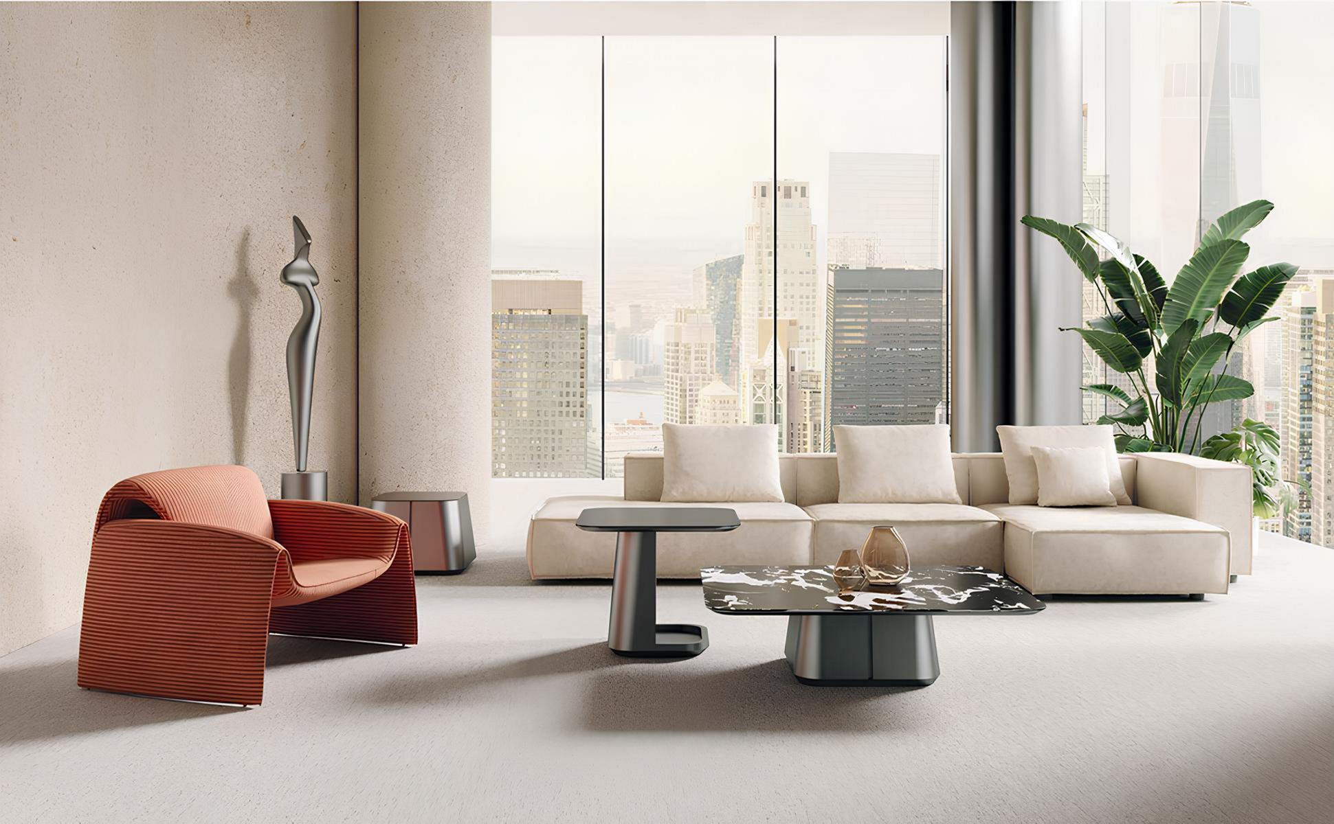 Luxuriöse Couchgarnitur Designer 4-Sitzer Beistelltisch Couchtisch