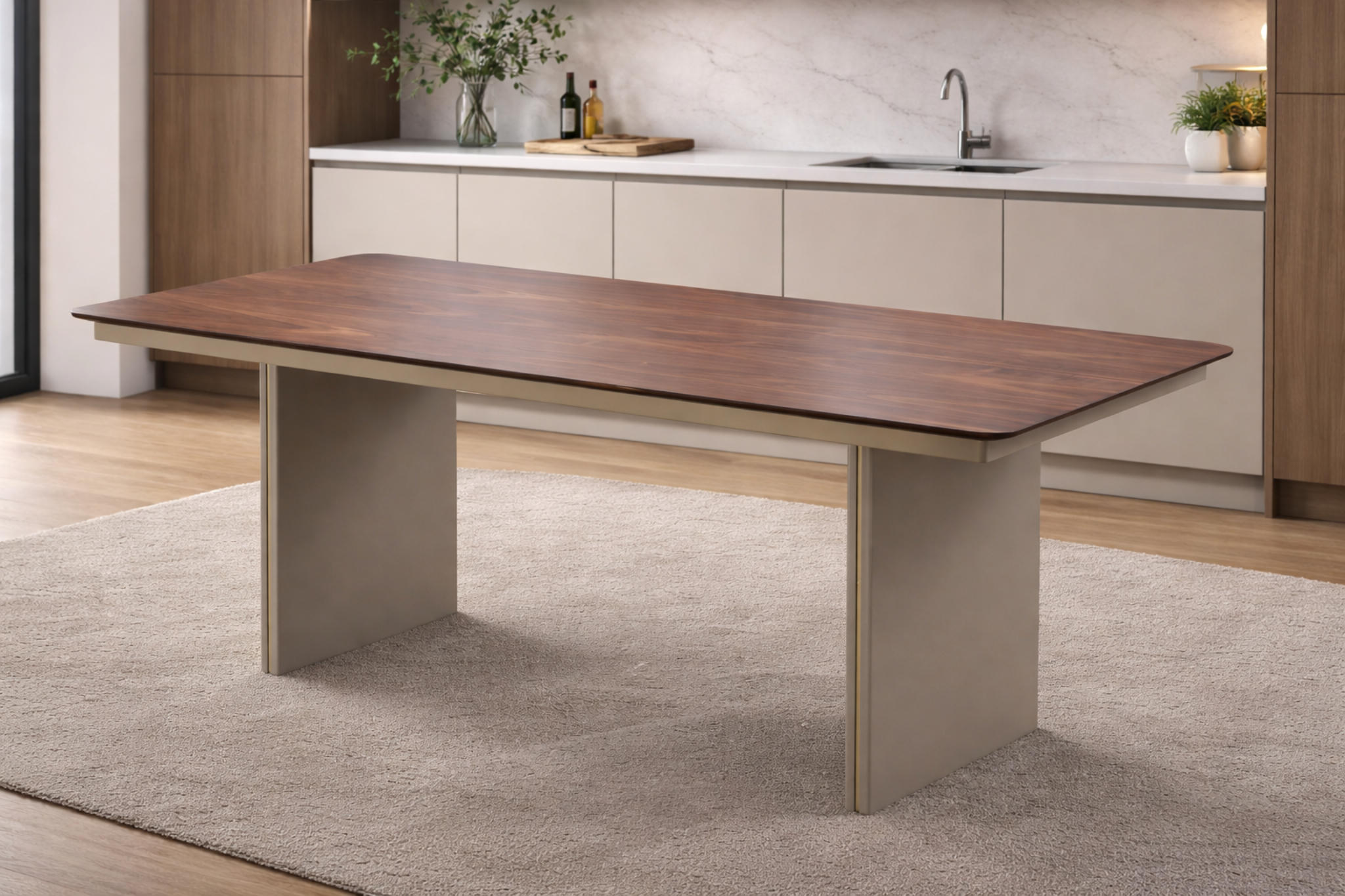 Schicker Brauner Esstisch Robuste Holzplatte Edler Esszimmertisch