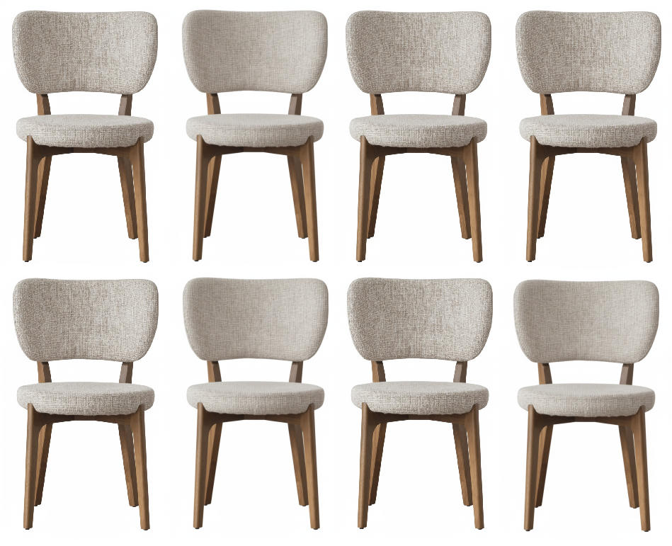 Esstischstühle Set Moderner Stil Beige Holzrahmen Weiche Polsterung