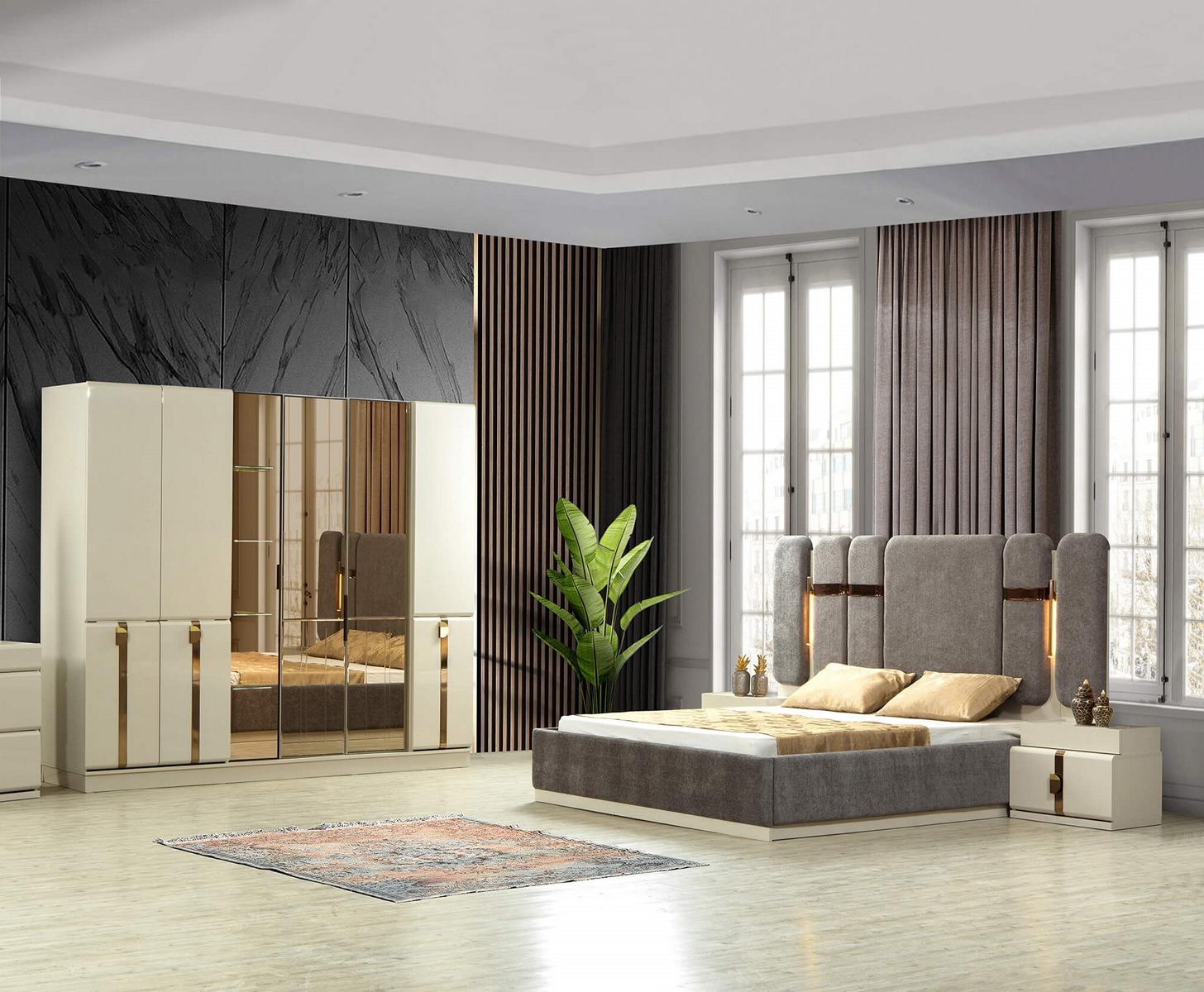 Elegantes Schlafzimmermöbelset: Bett, 2 Nachttische und Kleiderschrank