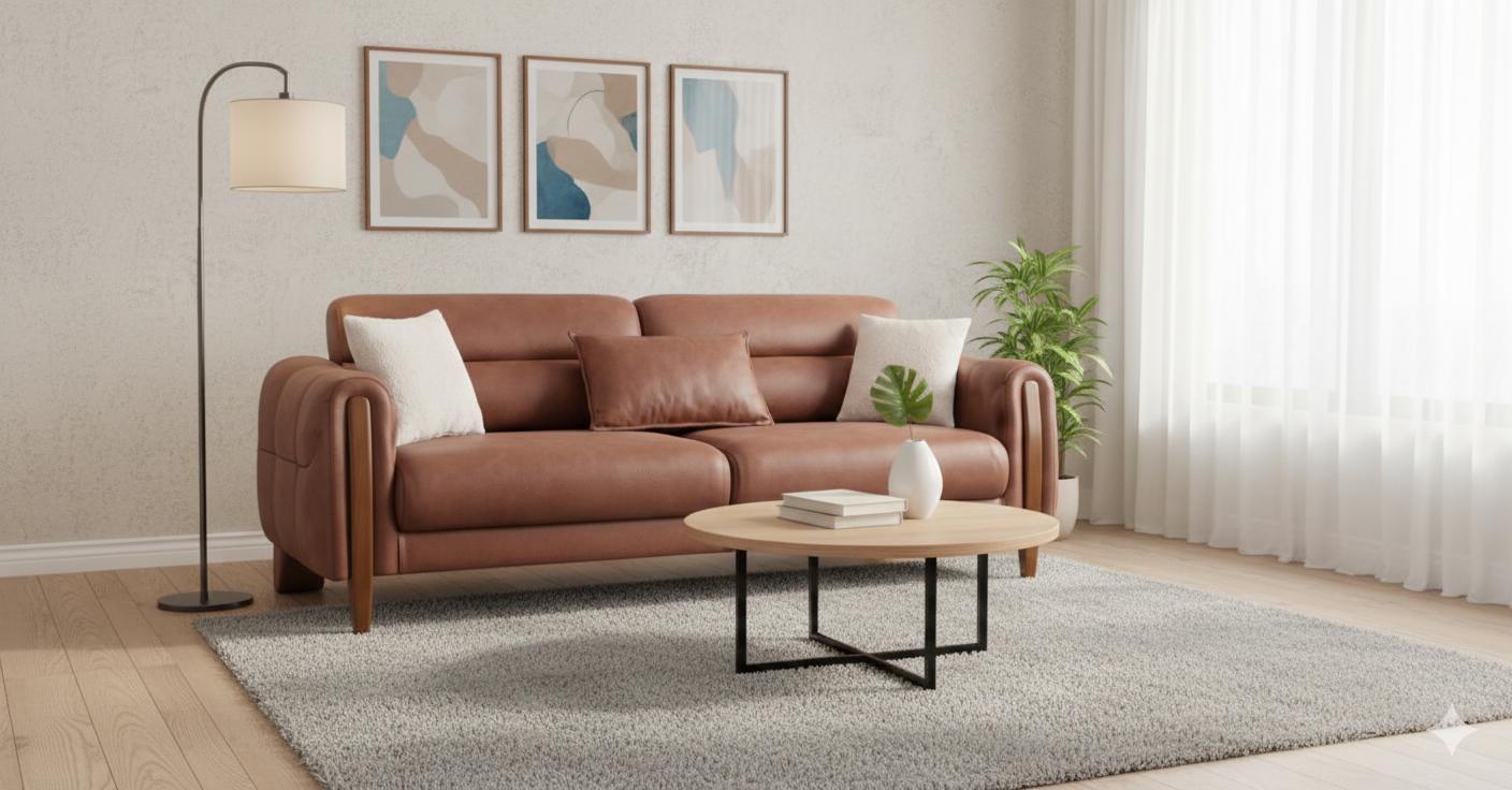 Braun Sofa 3 Sitzer Elegant Polstermöbel Wohnzimmer Komfortabel
