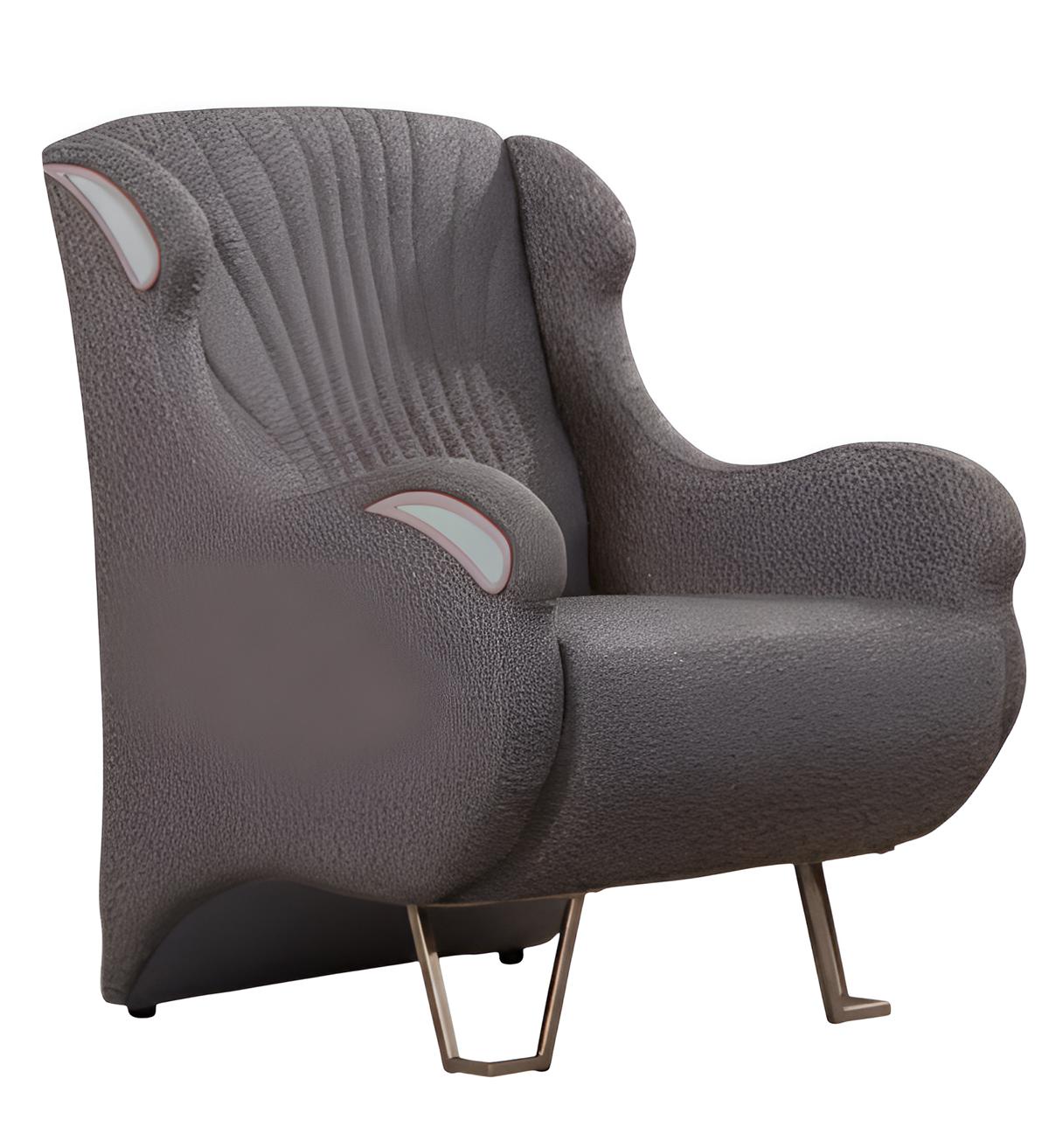 Brauner Sessel Metallrahmen Modernes Design Hohe Beine Glatte Kanten