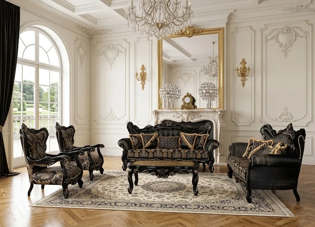 Wohnzimmer-Set mit Couchtisch 3+3+1+1 im klassischen Stil