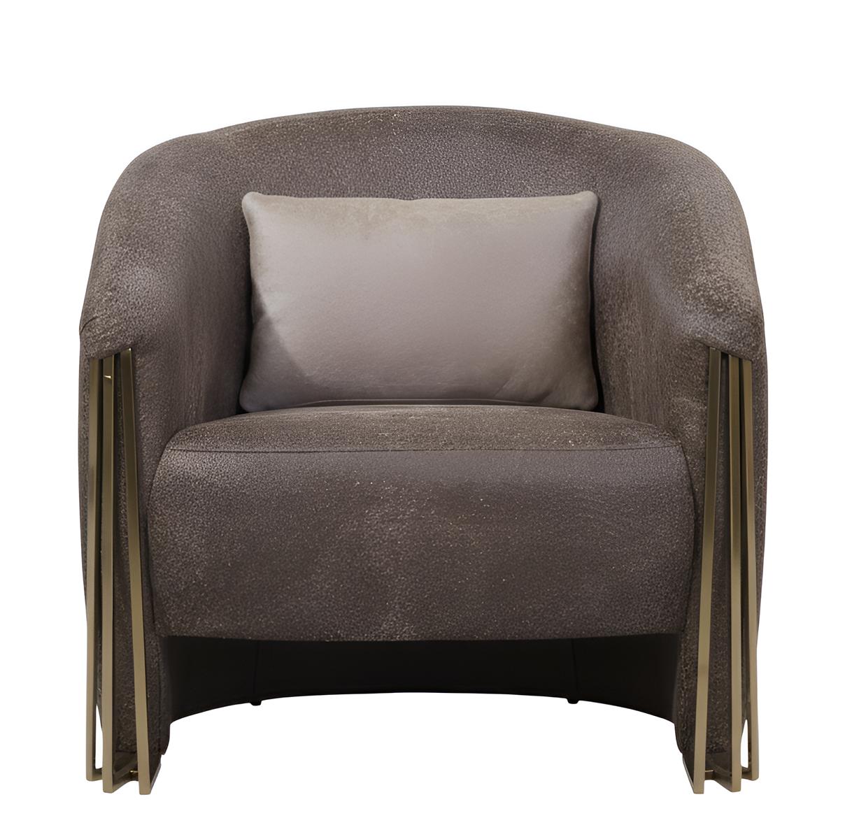 Brauner Sessel Metallrahmen Modernes Interieur Minimalistischer Stil